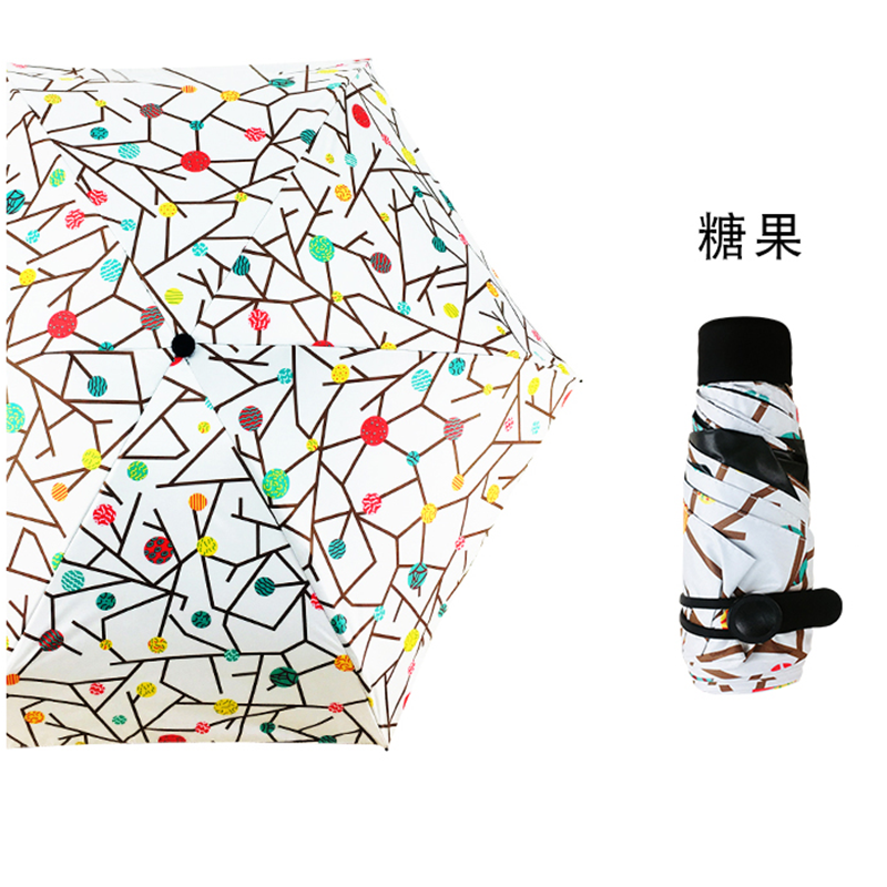 Hengdun Mini 50% folding pocket Umbrella Black Rubber sun protection and UV protection sunshade umbrella, Women's printed compact portable folding umbrella, ultra-light portable student waterproof artistic floral sunshade umbrella, Printable gift advertising umbrella Application Scenario