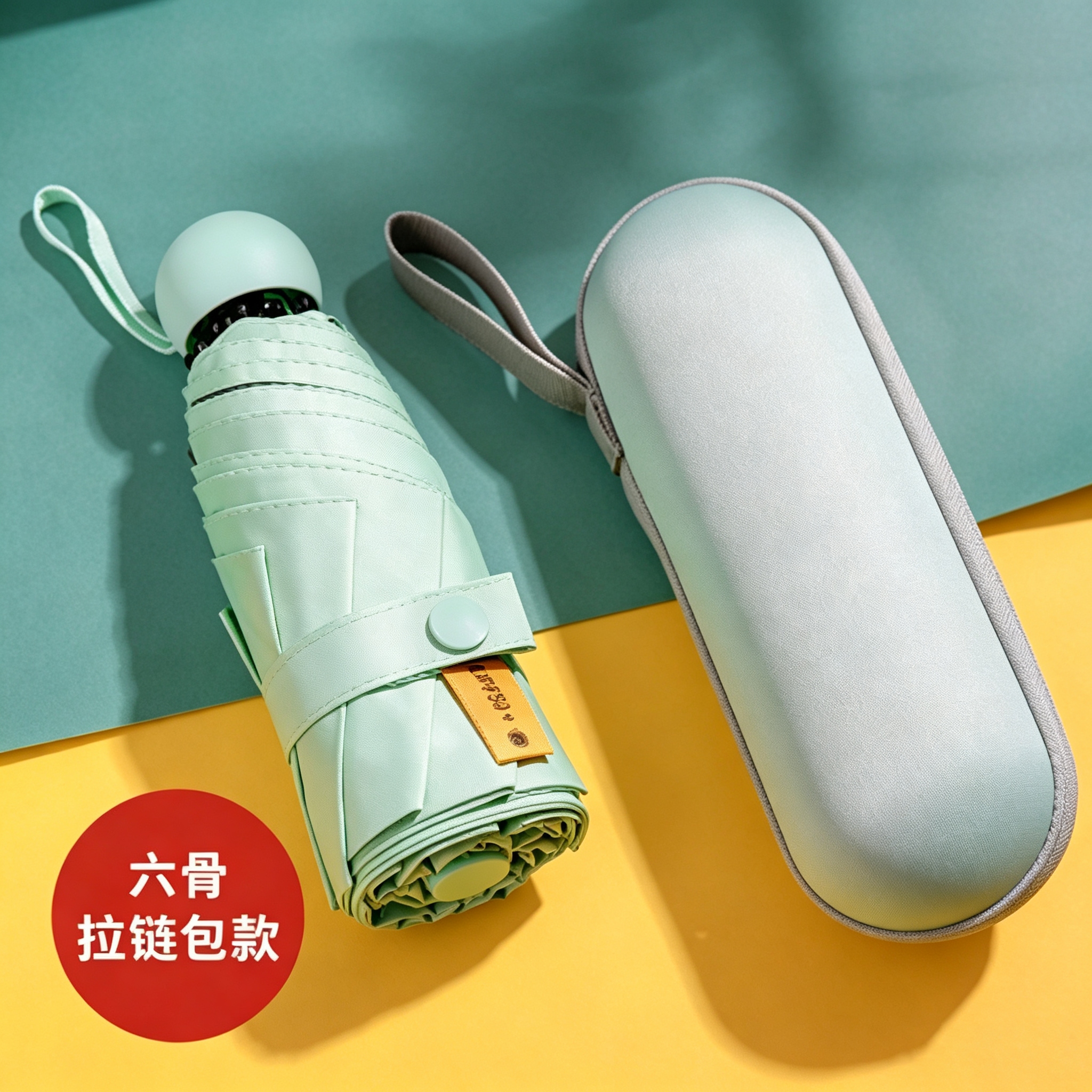 Hengdun Mini 50-fold Capsule Umbrella, six-bone reinforced black rubber sun protection umbrella, UPF50 + UV protection portable pocket umbrella with zipper storage box, all-weather and all-weather sun protection umbrella, small and portable sun umbrella for women Application Scenario