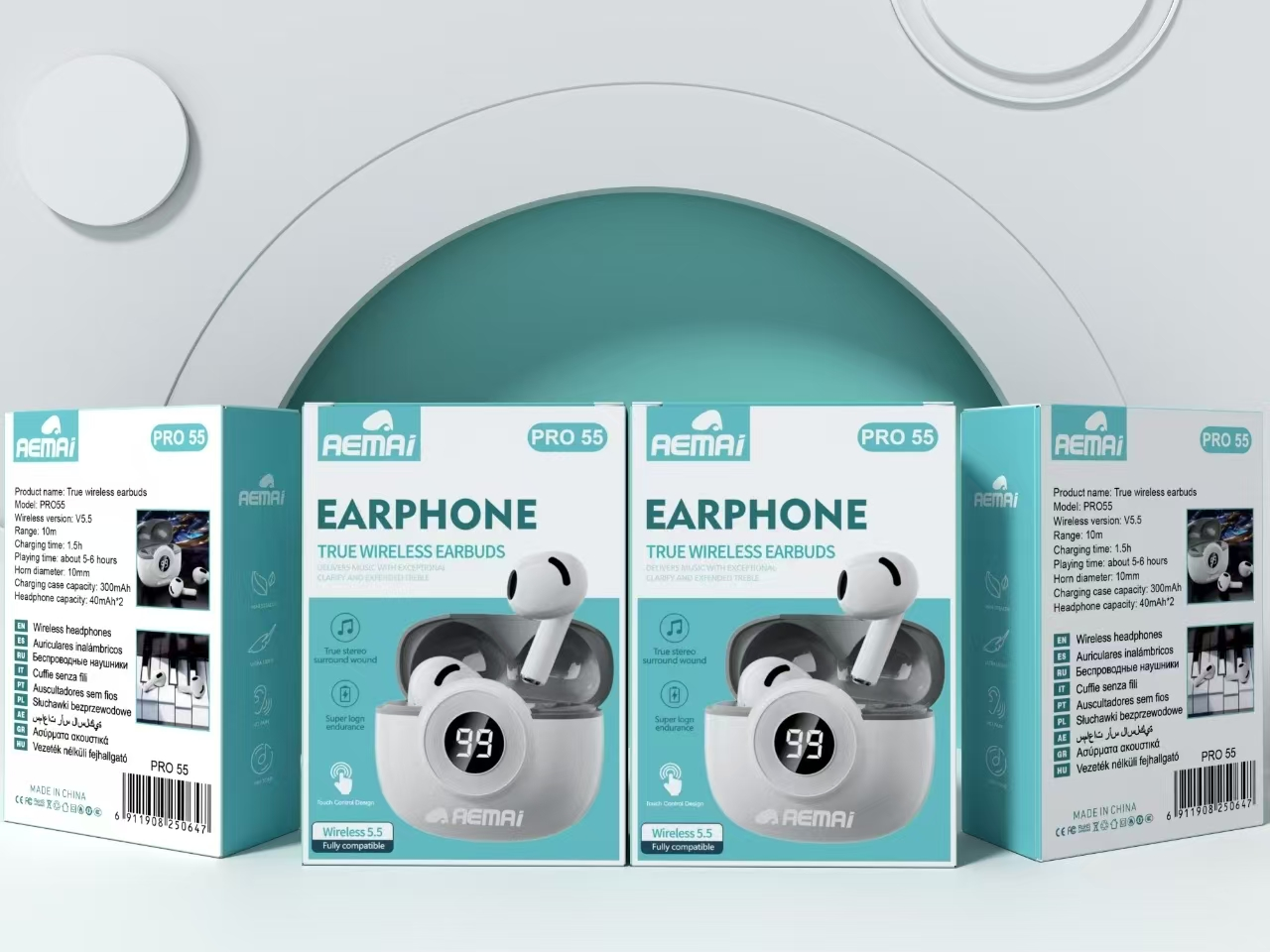 The AEMAi-PRO55 headphones feature digital display