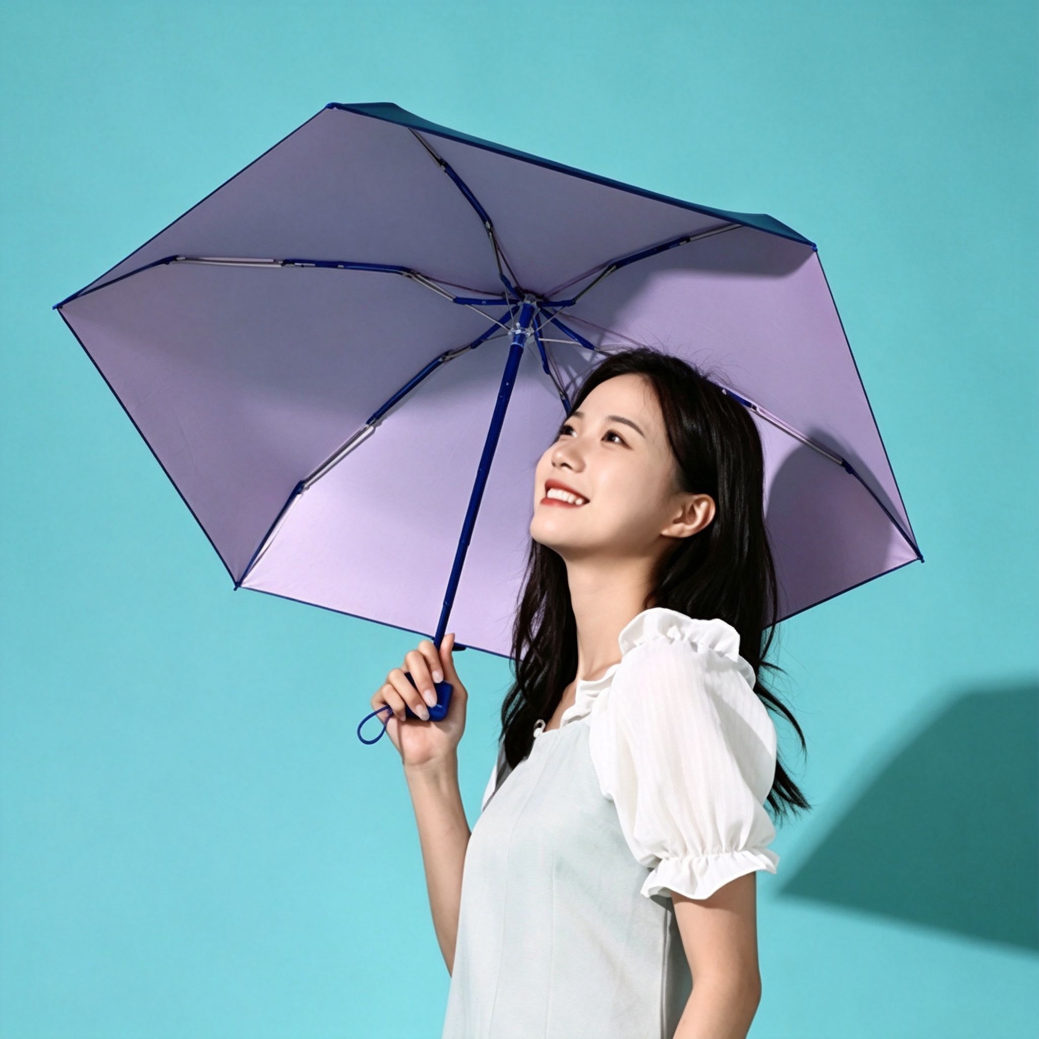 Hengdun Mini Capsule 50% off titanium gold sun Umbrella Portable Pocket umbrella for women UPF50 + UV protection color contrast, all-weather and all-weather sun umbrella, ultra-light and compact, can fit in a bag for commuting, high appearance level sun umbrella details Picture