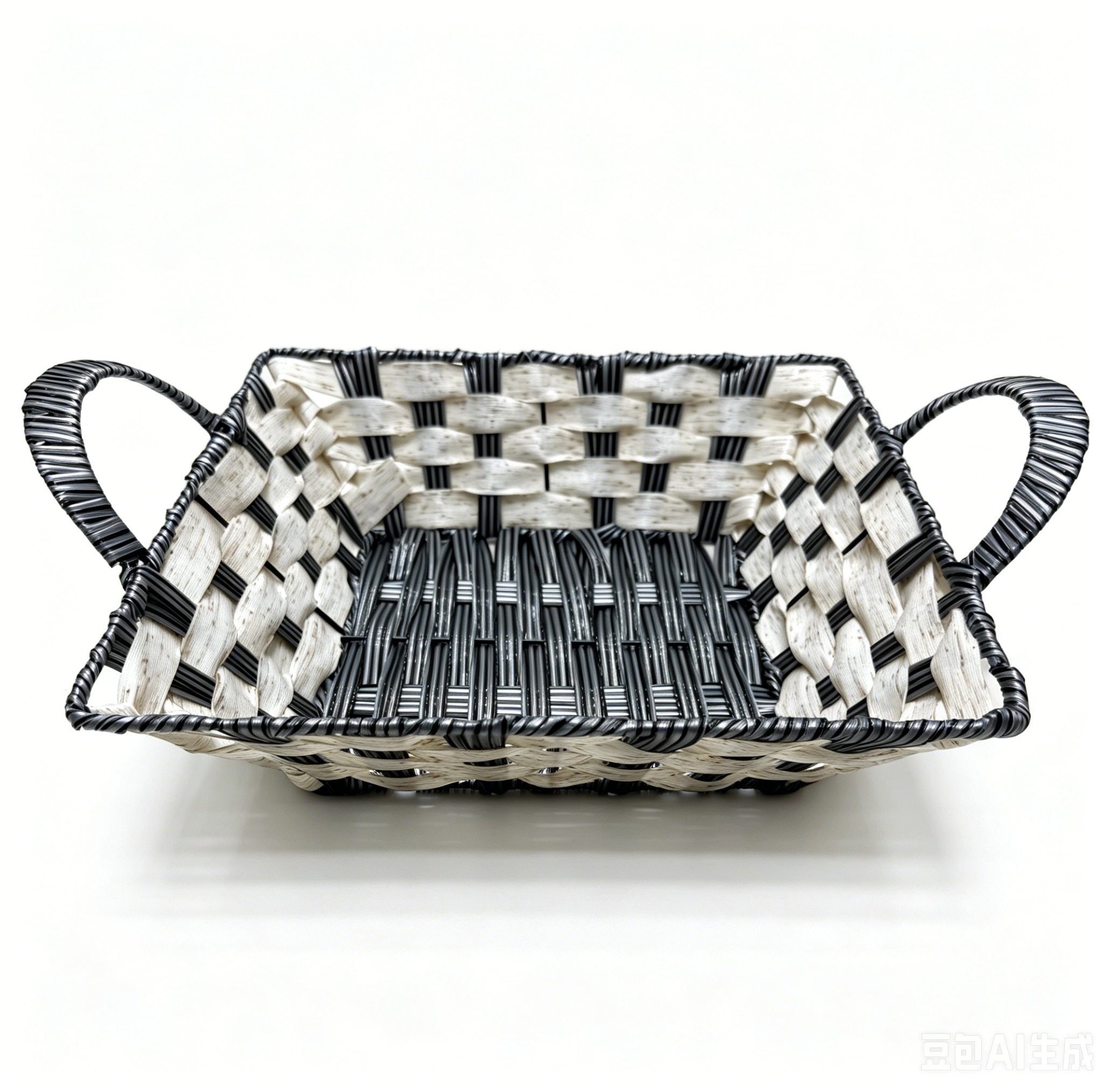 White and black rubber square ear-pulling storage basin, fruit and snack basket, bread basket, toy storage basket, supermarket gift packaging basket, souvenir packaging basket, kitchen sauce storage basket, vegetable storage basket, tissue storage basket, cosmetics basket full image