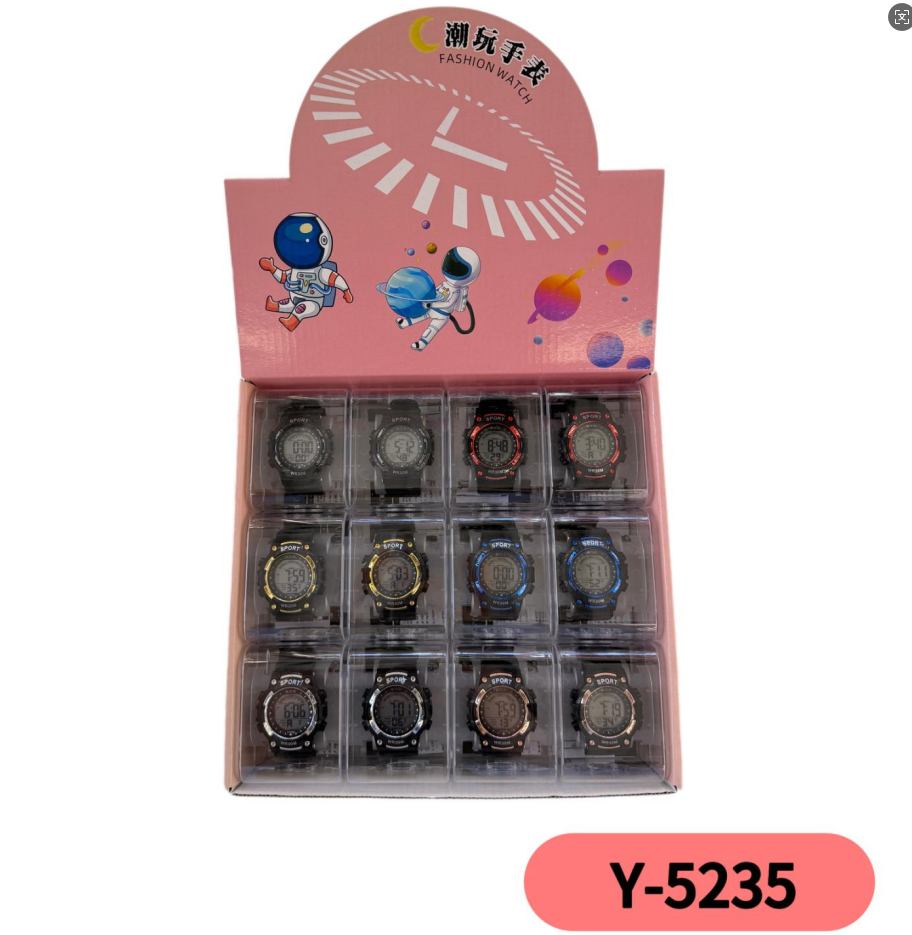 The YITONG basic model electronic watch from YITONG is cost-effective and durable. It is specially designed for students to wear in class and daily life. The Y-5235 color waterproof luminous sports electronic watch for both men and women is a trendy electronic watch Item Picture