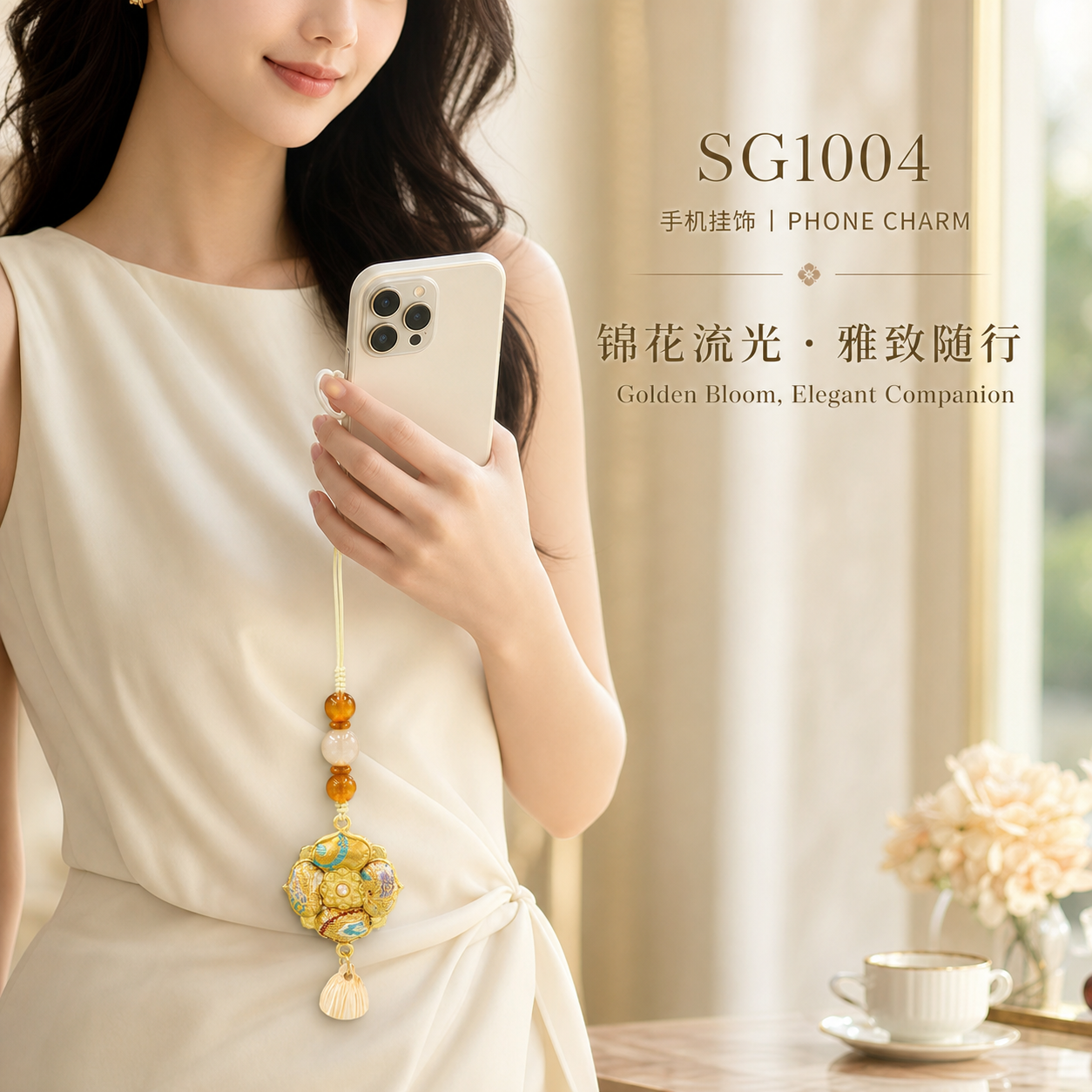 金色珐琅花朵挂饰手机手提包托特包钥匙扣海洋疯狂动物城项链锁扣图
