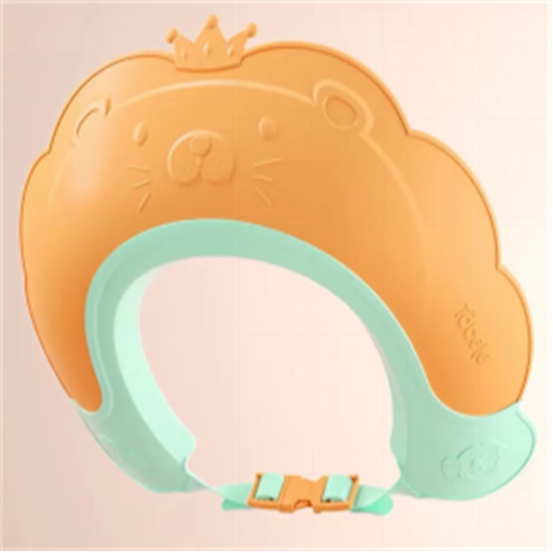 Orange lion-shaped children's shampoo cap, soft silicone anti-slip bath cap, specially designed for babies full image