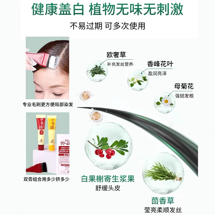 Japanese imported Meiyuan Kerimu hair dye, a plant-based hair dye, is the ultimate hair dye for covering white hair details Picture