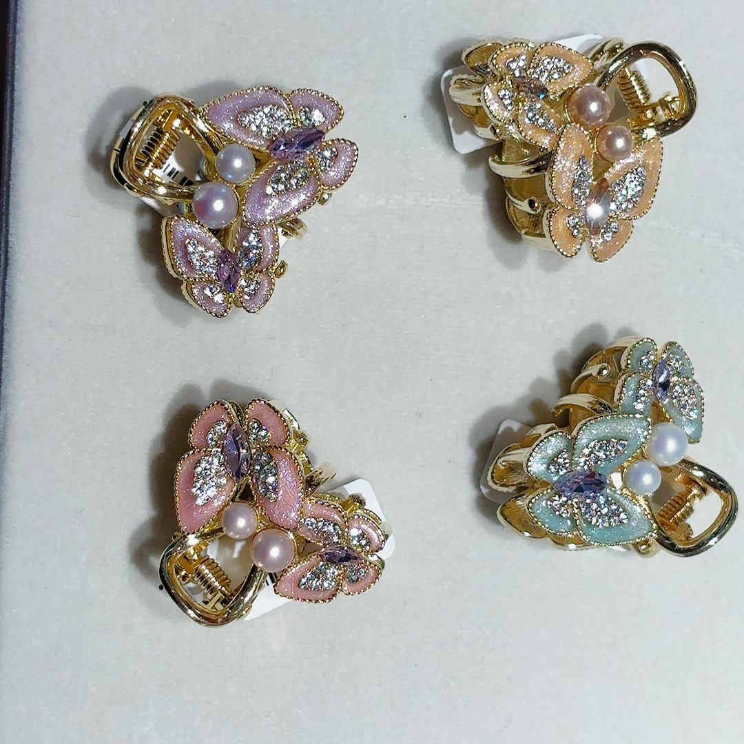 Colorful flower pearl shark clip, grab clip, women's fashionable hair clip Item Picture