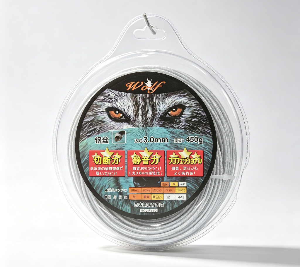 Wolf狼牌钢丝打草线3.0mm 450g耐磨加芯钢丝割草绳 开荒大功率割灌机专用