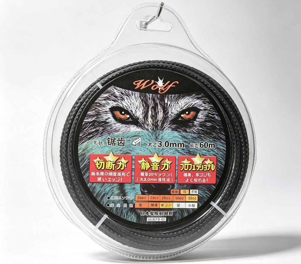 Wolf狼牌锯齿打草绳3.0mm 60米加长款 高切割力静音割草机专用耗材