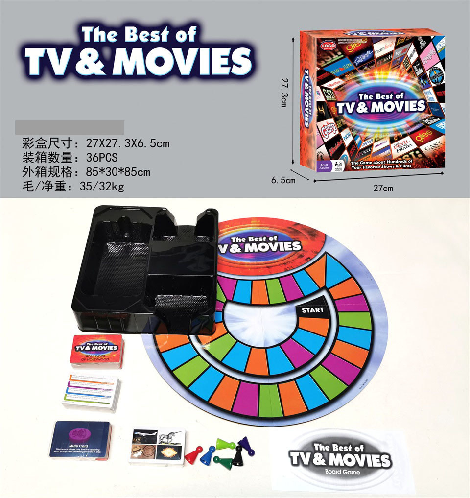 TC42634 Classic Film and Television LOGO Challenge Board Game, Knowledge Quiz on European and American Films and TV Series, Family Team-building, Casual Puzzle Turntable Board Game Set details Picture