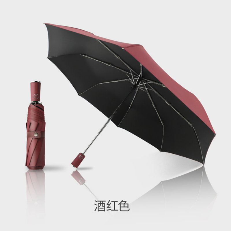 Hengdun fully automatic three-fold black rubber sun umbrella UPF50 + UV protection, reinforced wind resistance, portable folding ribs, suitable for both weather and rain, business commuting umbrella, student to work, car storage, portable three-fold Application Scenario