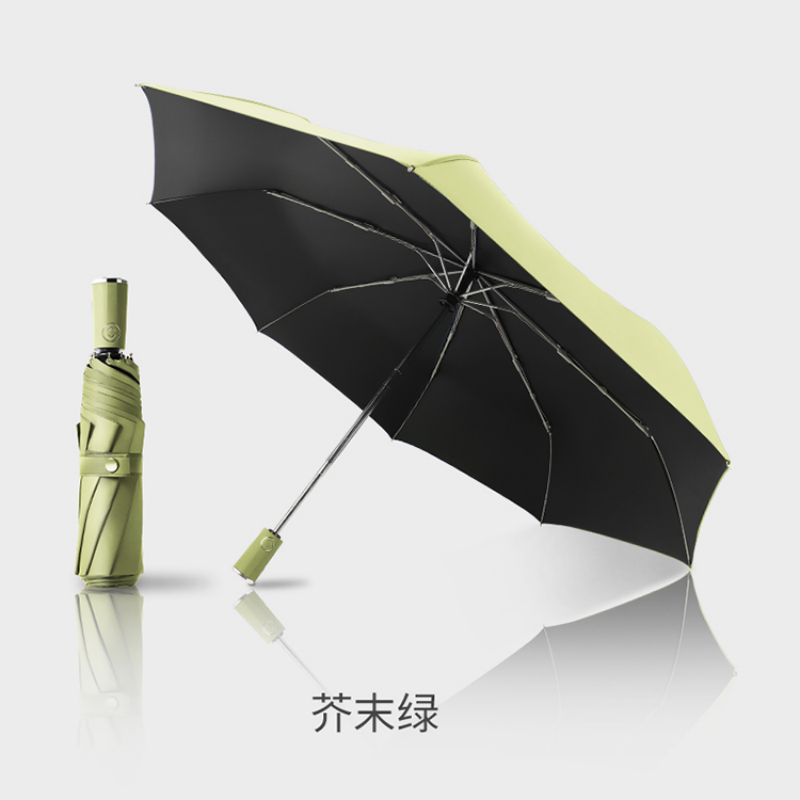 Hengdun fully automatic three-fold black rubber sun umbrella UPF50 + UV protection, reinforced wind resistance, portable folding ribs, suitable for both weather and rain, business commuting umbrella, student to work, car storage, portable three-fold Specification image