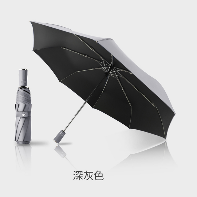 Hengdun fully automatic three-fold black rubber sun umbrella UPF50 + UV protection, reinforced wind resistance, portable folding ribs, suitable for both weather and rain, business commuting umbrella, student to work, car storage, portable three-fold Item Picture