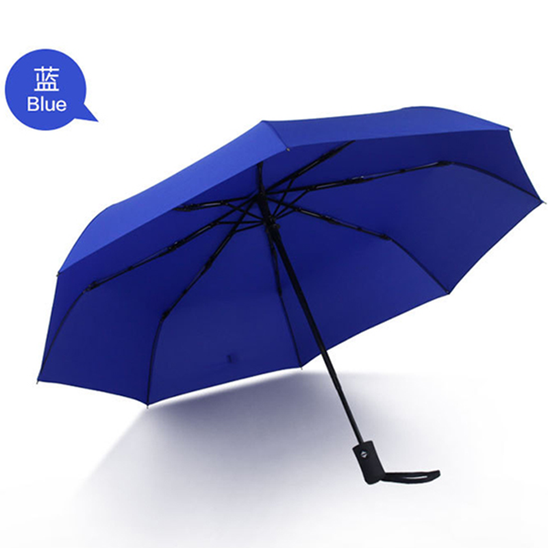 Hengdun fully automatic one-click opening and closing three-fold solid color umbrella, high-density hydrophobic and water-repellent fabric reinforced wind-resistant umbrella frame, car umbrella, business commuting, student travel, portable and durable, all-weather folding umbrella details Picture