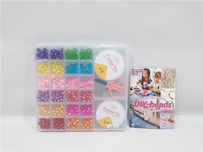 TE77080 Large Capacity 24-compartment storage box, beading material package, macaron ice-cracked crystal round bead set with wire tools, parent-child DIY crystal jewelry weaving gift box details Picture