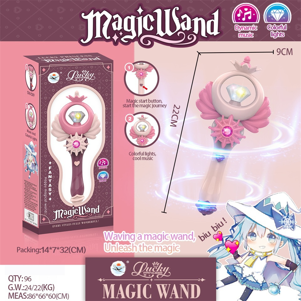 TC60049 Children's Pink Ring, Crown, Wing Magic Wand, Sound and Light, Seven-color Light, Music Magic Wand, Children's Transformation, Play house, Window-opening Gift Box Toy Item Picture