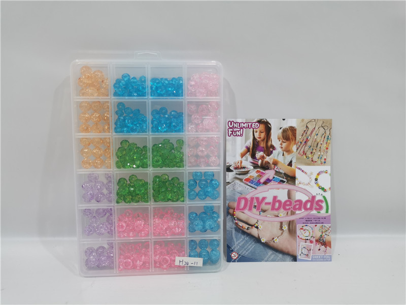 TE77064 Seven-color Sparkling Crystal Beads, 24-grid box set, children's self-made bracelet, pendant, handcrafted material set, supermarket hanging board, best-selling handcrafted toy