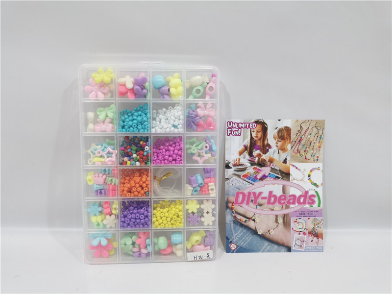 TE77062 Flower Heart Bow mixed and matched 24-compartment beaded gift Box, children's homemade bracelets, earrings, pendants, handmade material package, popular children's handmade toys at supermarket stalls details Picture