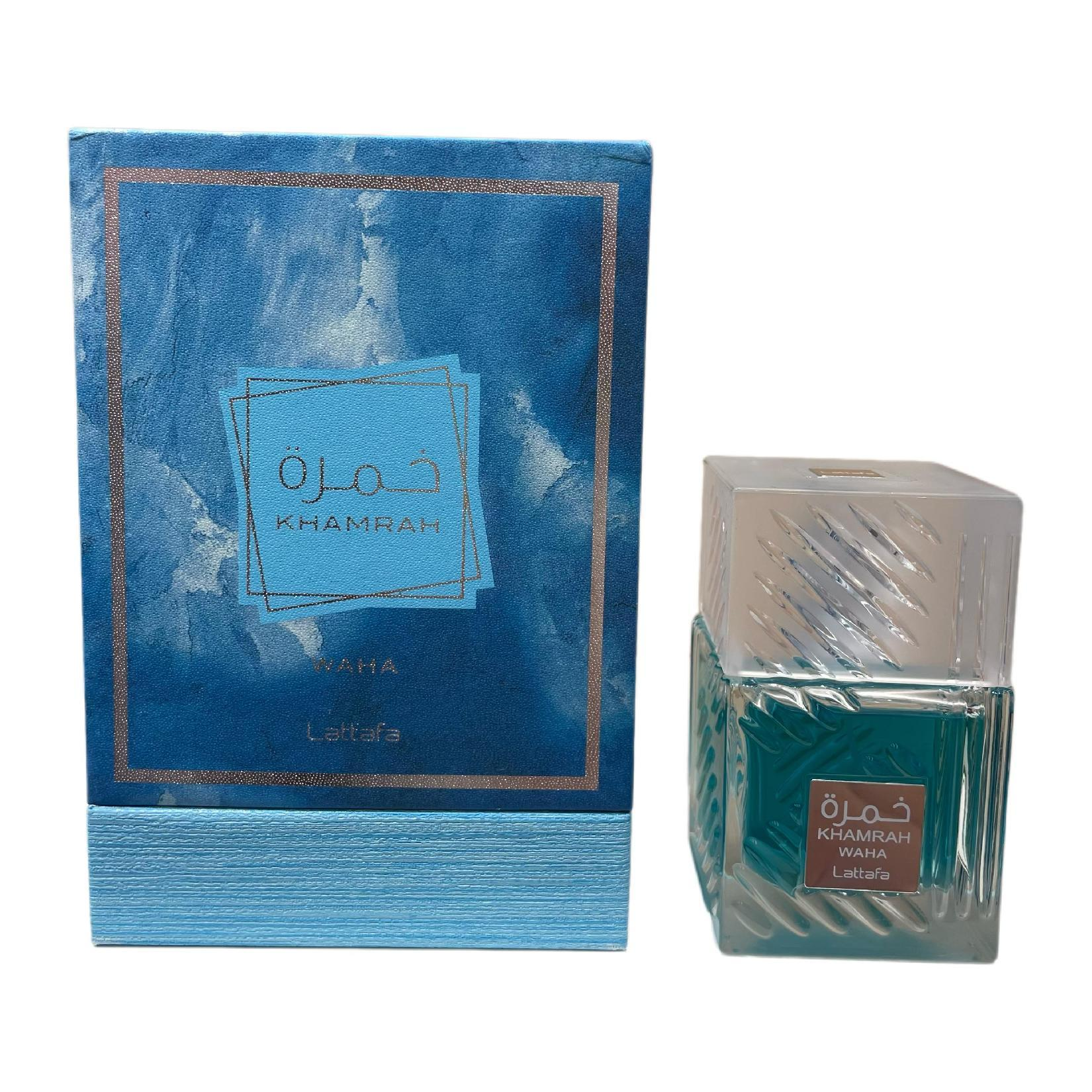 Blue packaging box transparent glass perfume