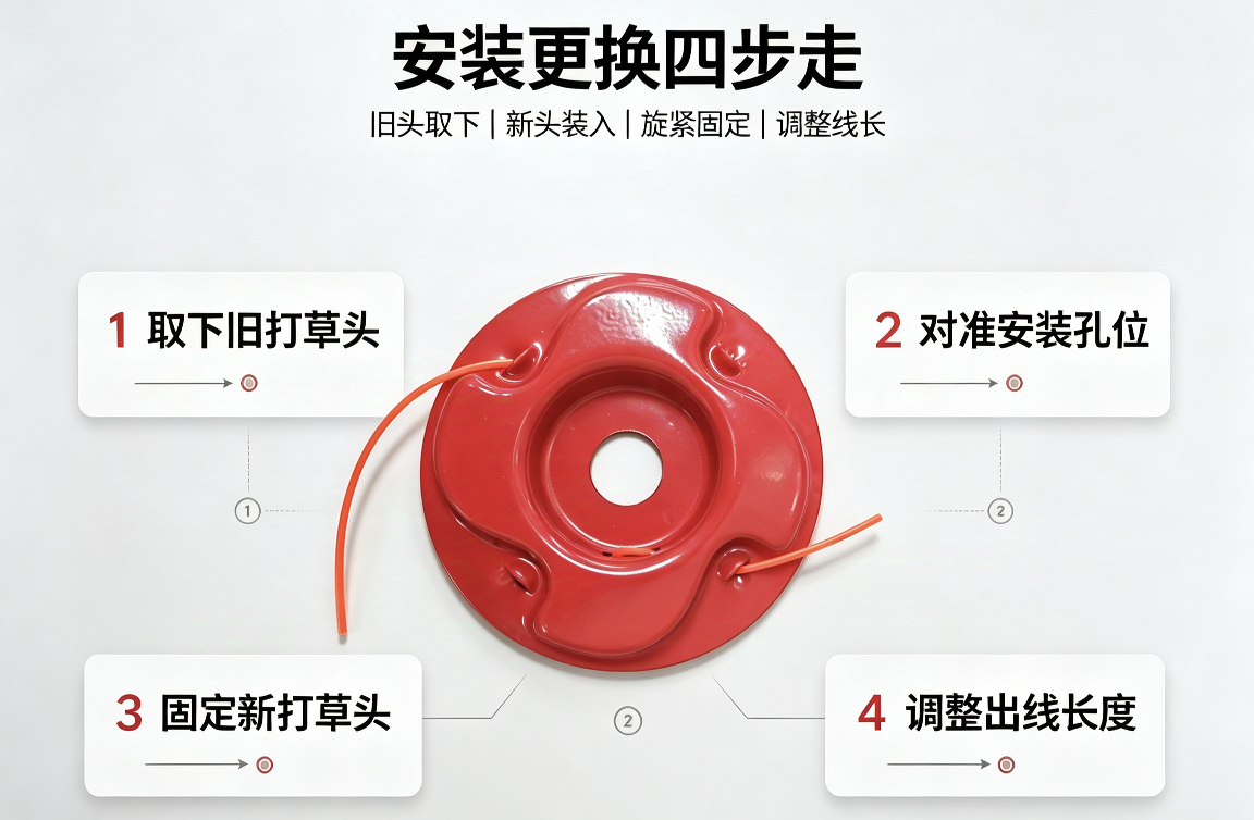 红色铁盘款打草头 耐磨尼龙绳打草头详情图3