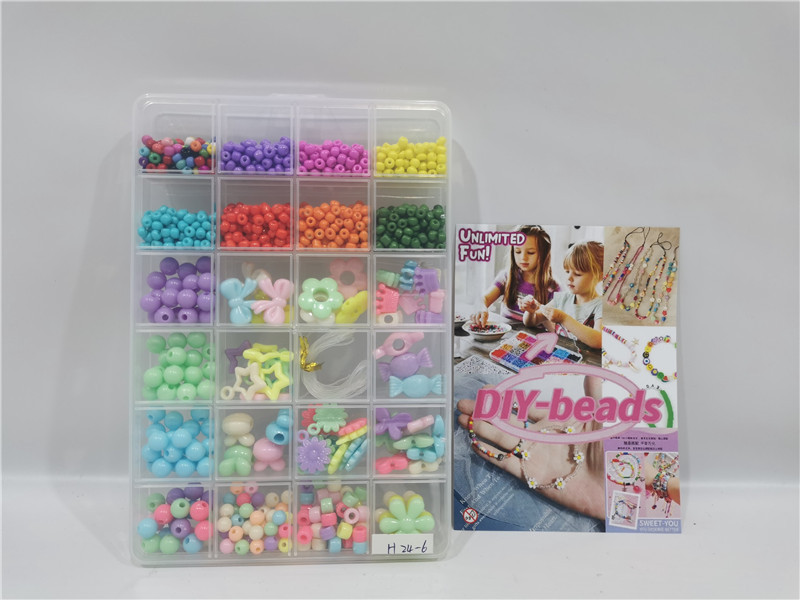 TE77060 mini Solid color round beads + Bow flower candy shaped Beads, 24-compartment box set, children's homemade bracelets, earrings, pendants, handcrafted material package, best-selling children's handcrafted toys in supermarkets Application Scenario
