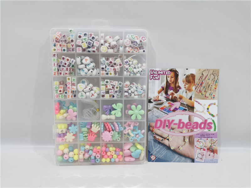 TE77059. Mini solid color round beads + bow flower candy shaped beads, 24-compartment box set, children's homemade bracelets, earrings, pendants, handcrafted material package, best-selling children's handcrafted toys in supermarkets Specification image