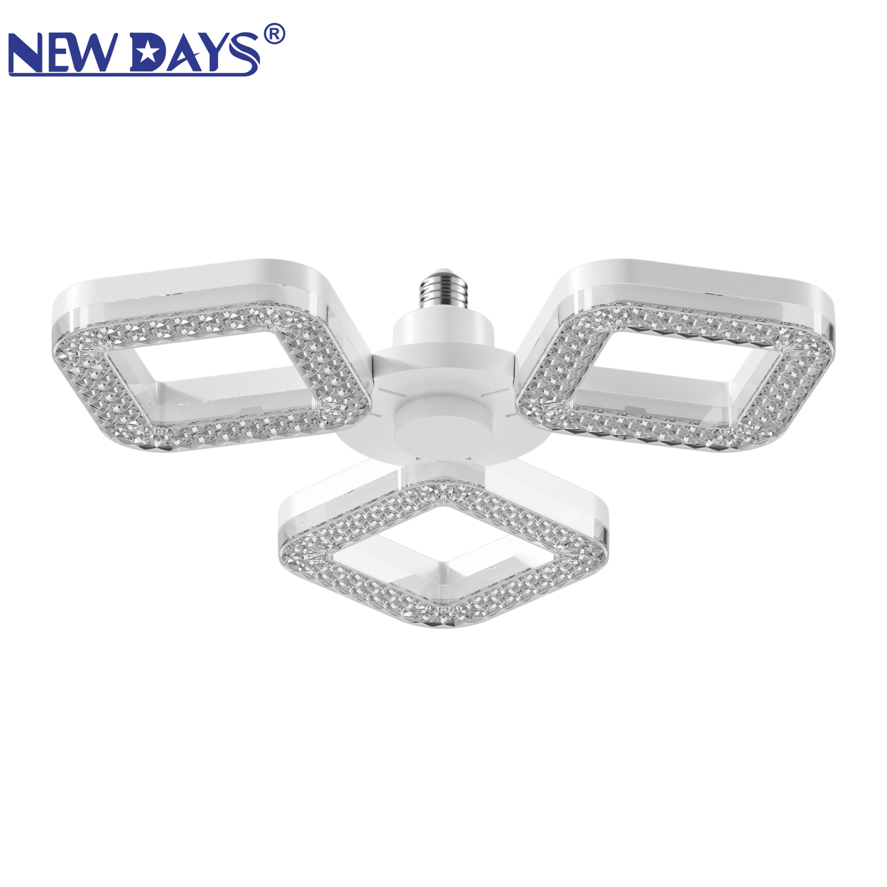 NEWDAYS brand's cross-border new led square three-lamp crystal chandelier, E27 screw-top foldable bulb lamp, energy-saving high-brightness remote-controlled dimming lighting bulb