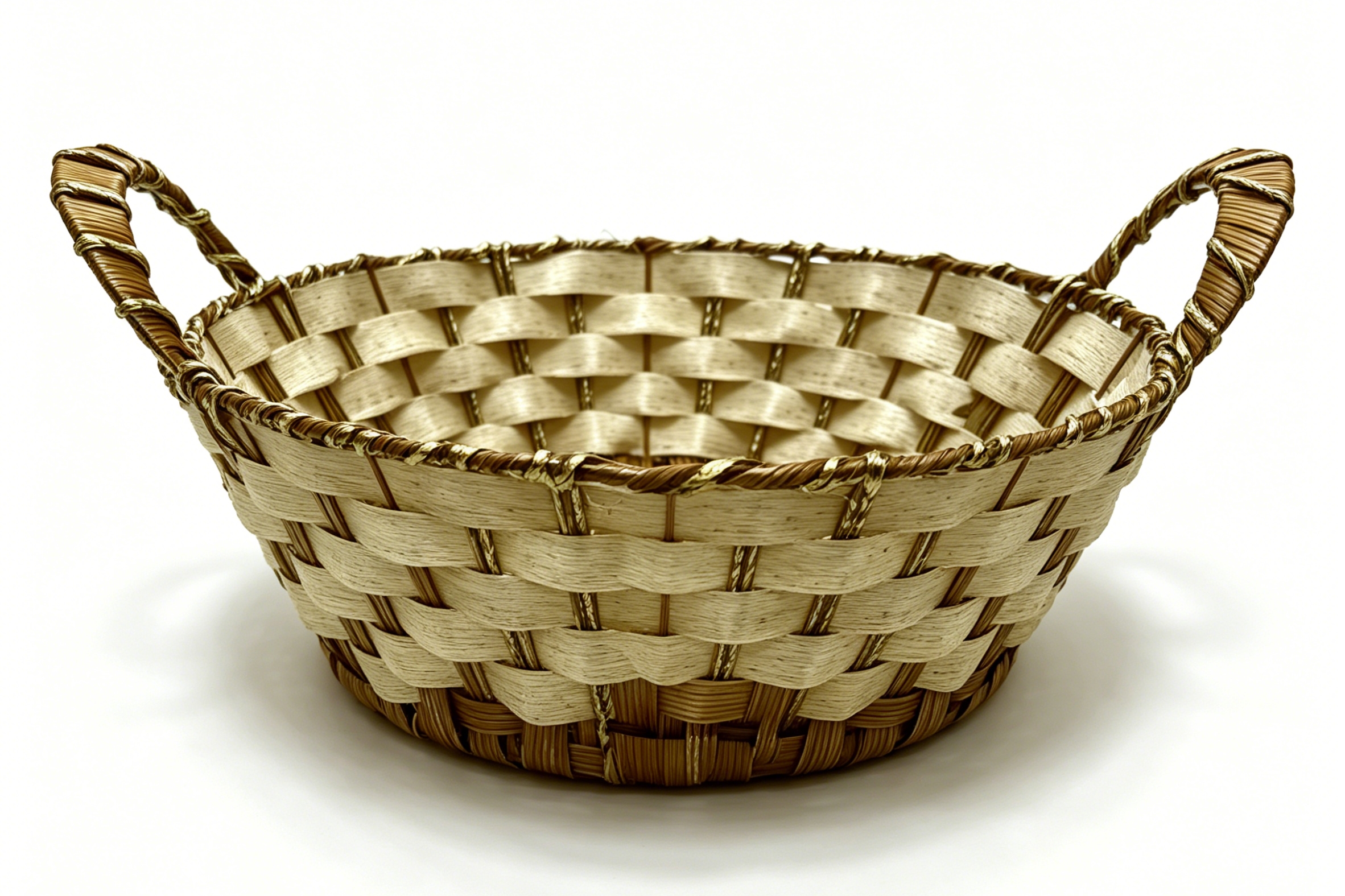 Beige rubber with gold thread, round ear drawer storage basin, fruit and snack basket, bread basket, toy storage basket, supermarket gift packaging basket, souvenir packaging basket, kitchen sauce storage basket, vegetable basket, tissue paper storage basket, cosmetics basket Application Scenario