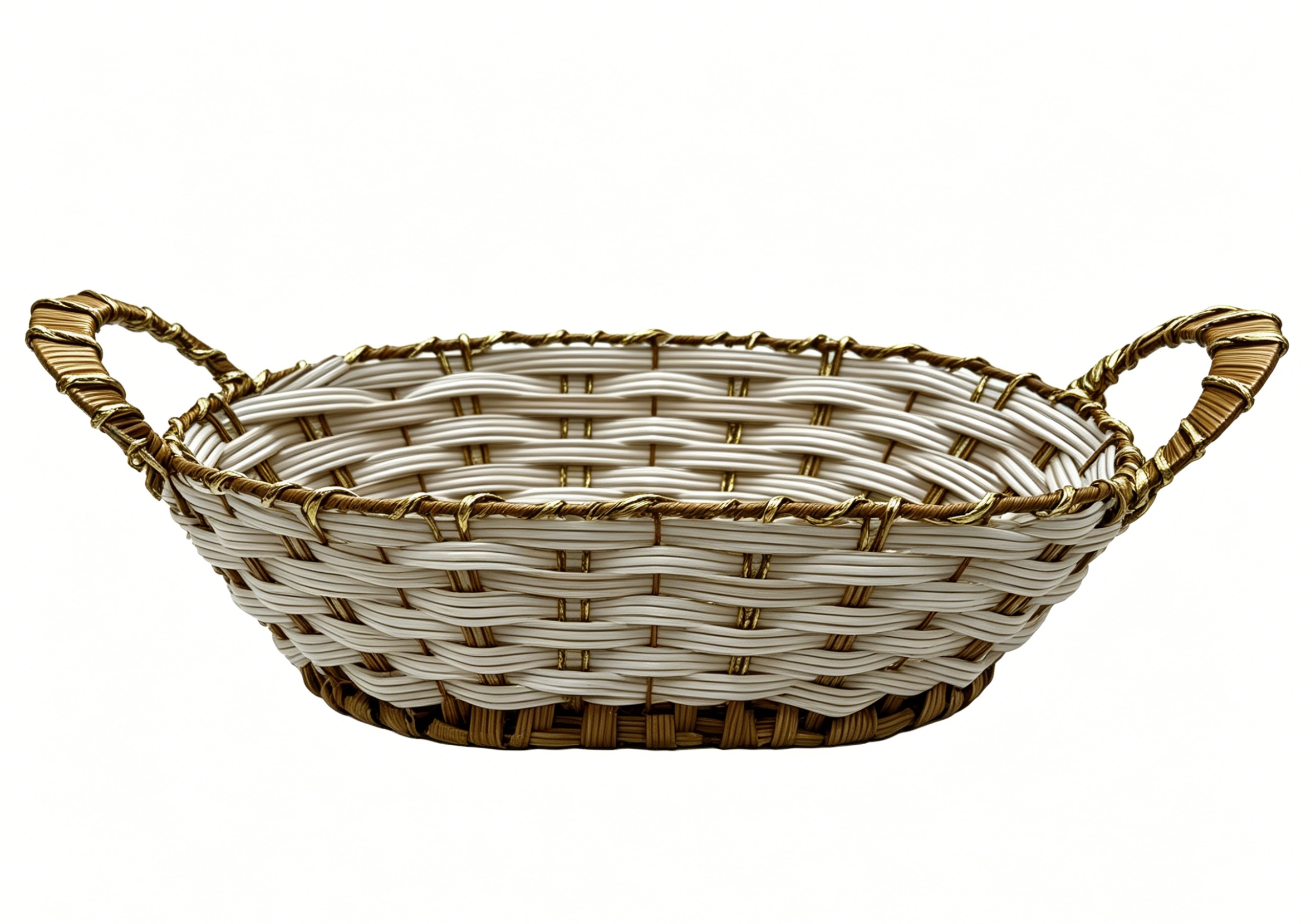 White rubber with golden thread, denel-shaped, draw-out storage basin, fruit and snack basket, bread basket, toy storage basket, supermarket gift packaging basket, souvenir packaging basket, kitchen sauce storage basket, vegetable placement basket, tissue storage basket, cosmetics basket Application Scenario