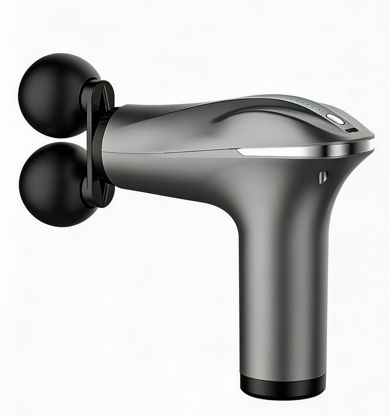 Cross-border USB charging button electric massager, convenient fitness massage gun for muscle relaxation, dual-head fascia gun