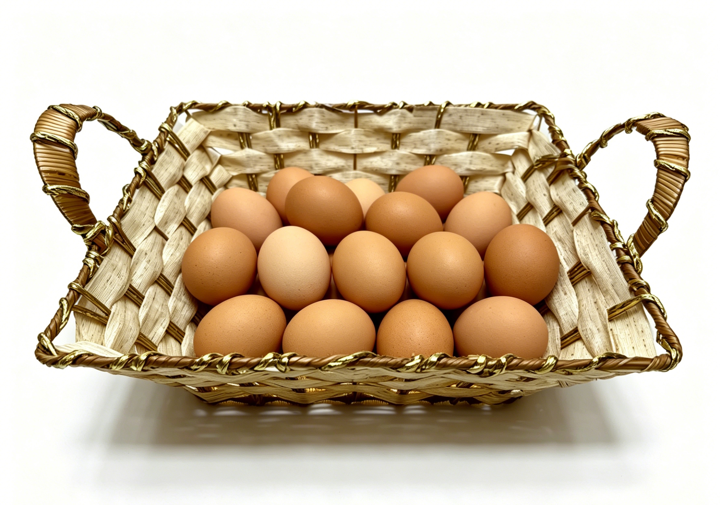 Beige rubber with gold thread square ear-pulling storage basin, fruit and snack basket, bread basket, toy storage basket, supermarket gift packaging basket, souvenir packaging basket, kitchen sauce storage basket, vegetable basket, tissue paper storage basket, cosmetics basket Specification image