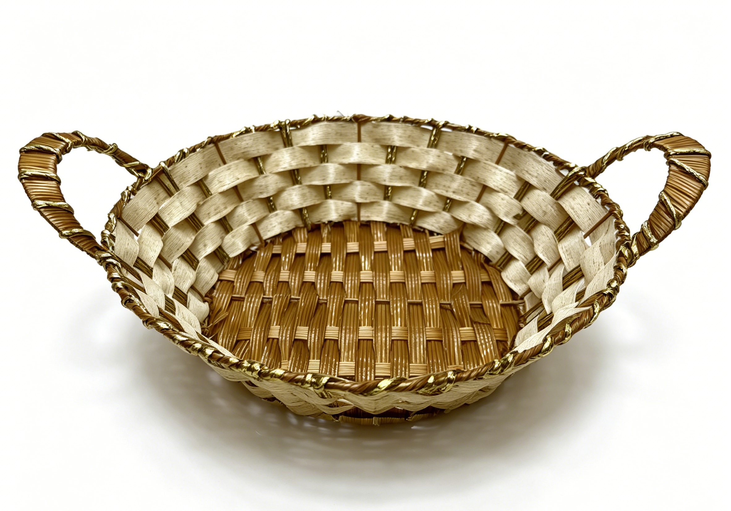 Beige rubber with gold thread, round ear drawer storage basin, fruit and snack basket, bread basket, toy storage basket, supermarket gift packaging basket, souvenir packaging basket, kitchen sauce storage basket, vegetable basket, tissue paper storage basket, cosmetics basket