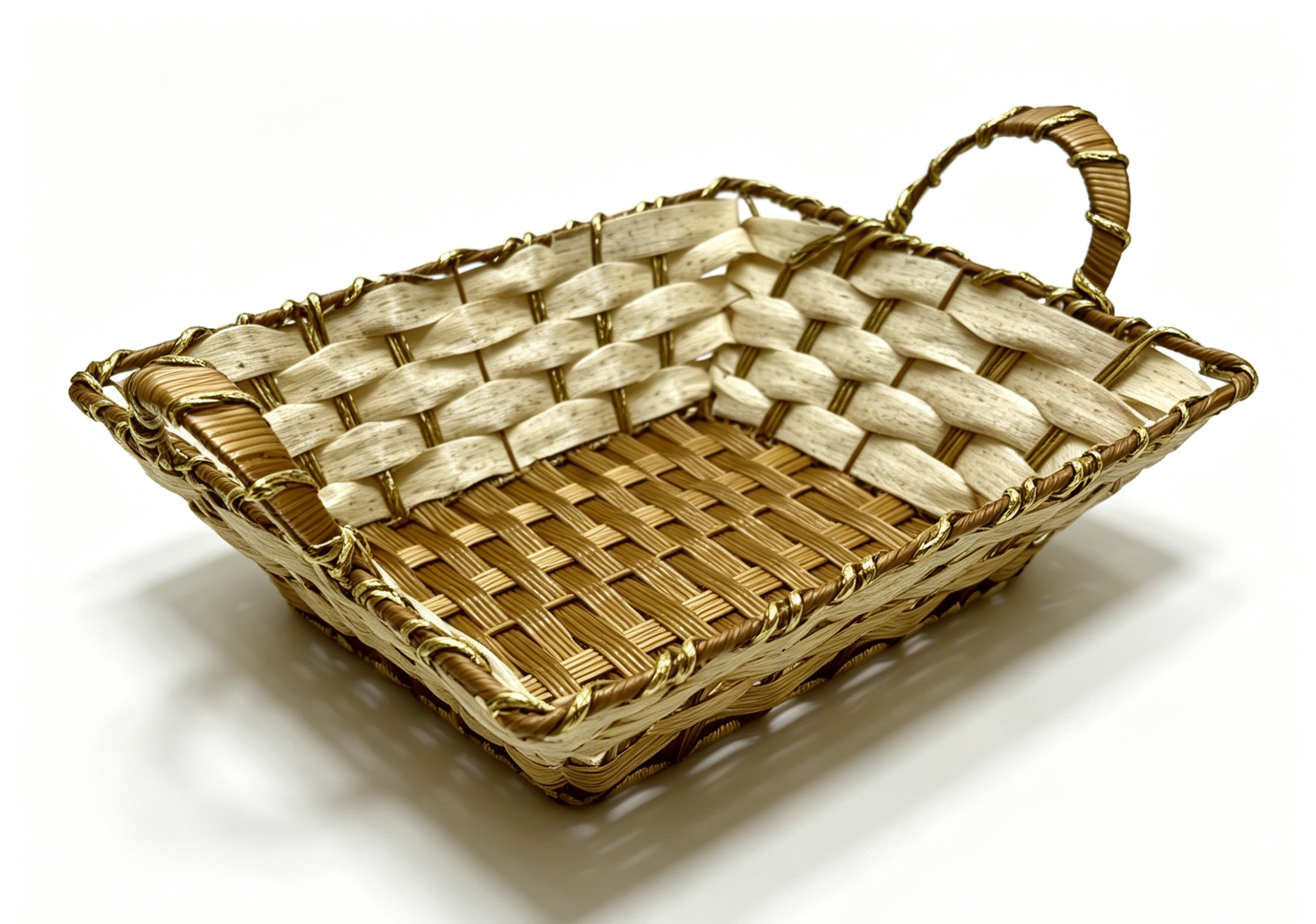Beige rubber with gold thread square ear-pulling storage basin, fruit and snack basket, bread basket, toy storage basket, supermarket gift packaging basket, souvenir packaging basket, kitchen sauce storage basket, vegetable basket, tissue paper storage basket, cosmetics basket Application Scenario