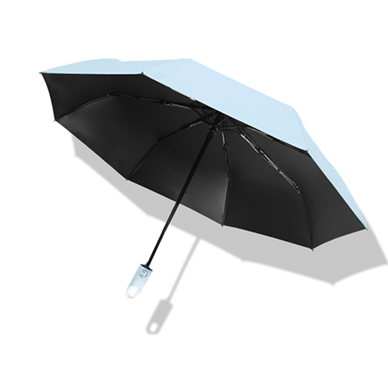 Hengdun donut Hook fully automatic umbrella Black rubber sun protection UPF50 + all-weather three-fold umbrella Portable and compact, student commuting and travel sunshade umbrella, women's UV protection folding umbrella supports customization details Picture