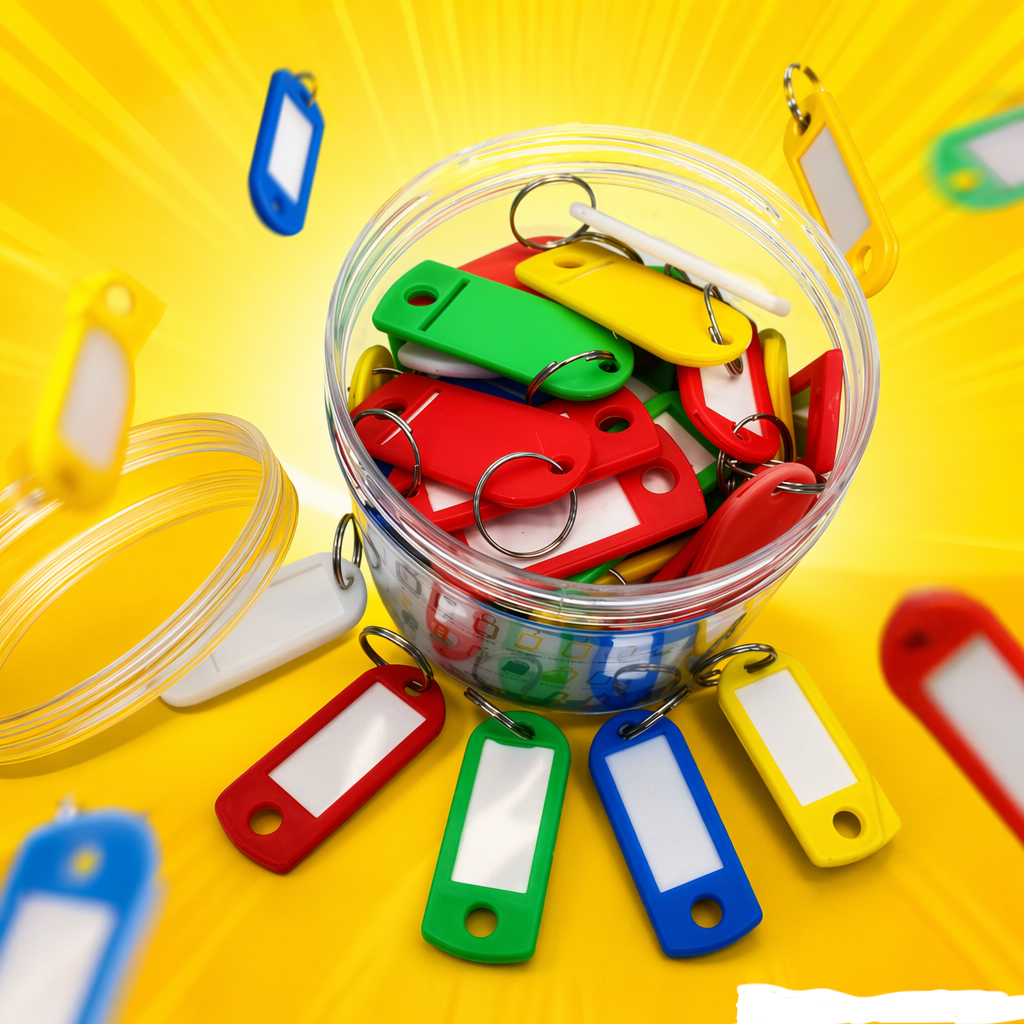 Cross-border direct supply of color plastic keychains, keychain wholesale, can be marked with hotel numbers, classification plates, luggage storage, boarding passes details Picture