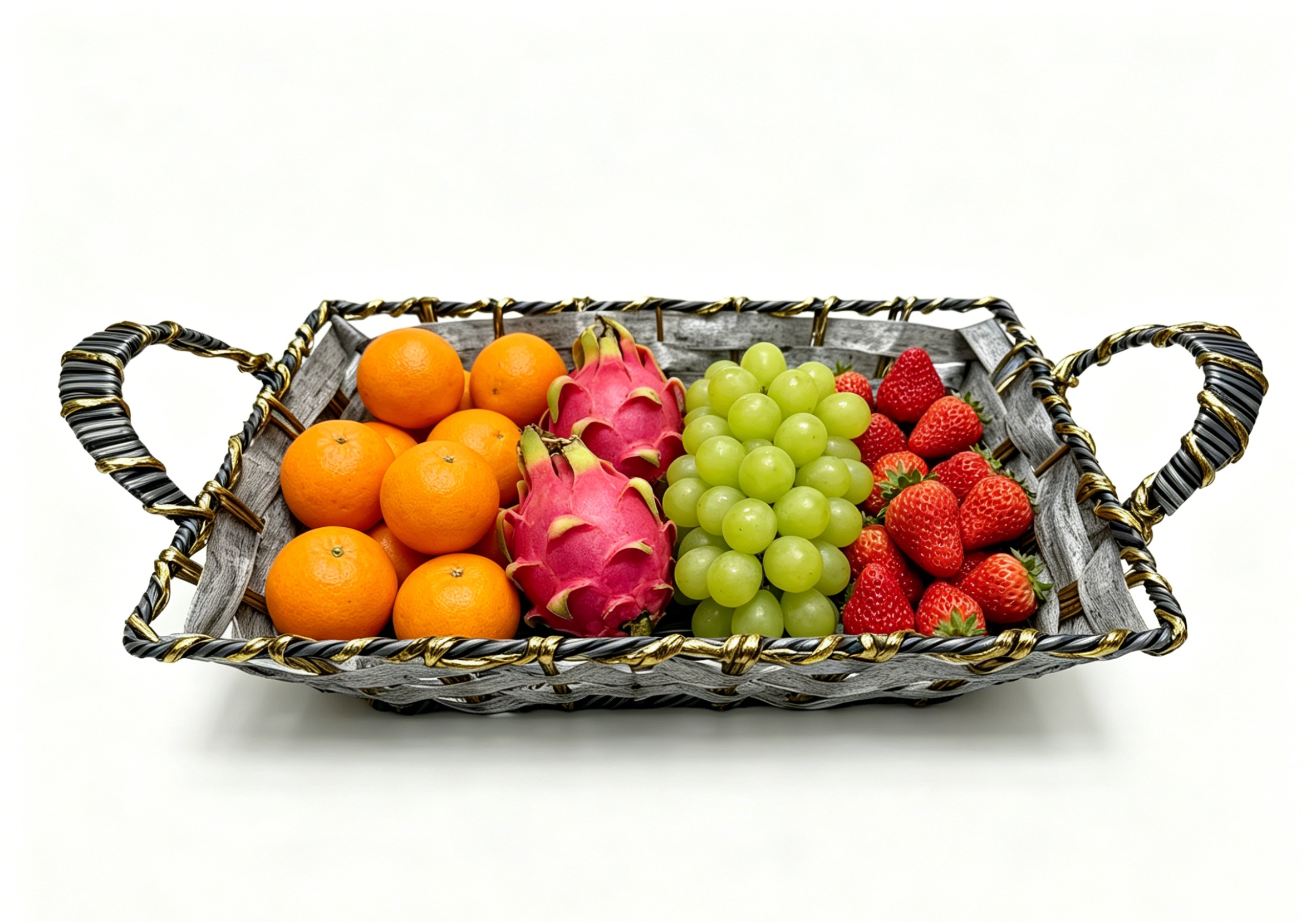 Black and gray rubber with golden thread rectangular lugs storage basin, fruit and snack basket, bread basket, toy storage basket, supermarket gift packaging basket, souvenir packaging basket, kitchen sauce storage basket, vegetable basket, tissue paper storage basket, cosmetics basket Specification image