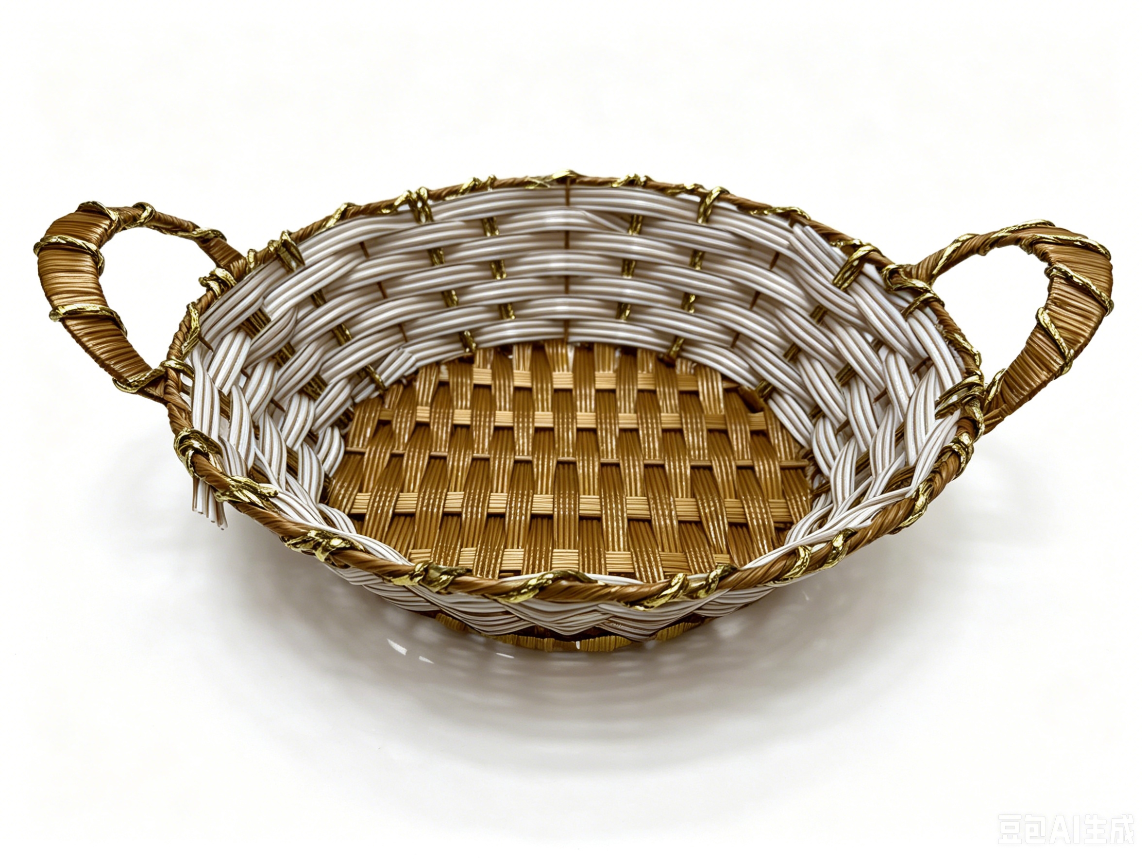 Beige rubber with gold thread, round ear-pulling storage basin, fruit and snack basket, bread basket, toy storage basket, supermarket gift packaging basket, souvenir packaging basket, kitchen sauce storage basket, vegetable basket, tissue paper storage basket, cosmetics basket. 1