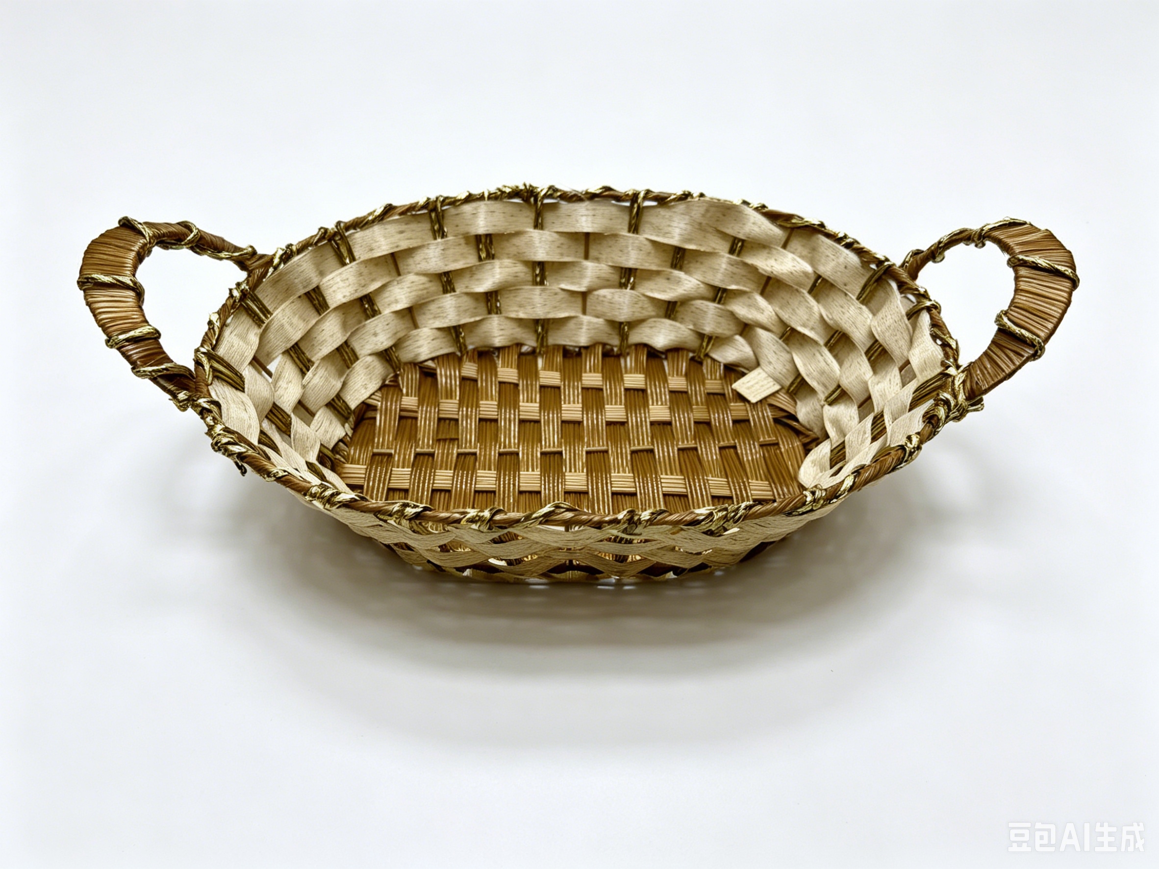 Beige rubber with golden thread egg-shaped ear-pulling storage basin, fruit and snack basket, bread basket, toy storage basket, supermarket gift packaging basket, souvenir packaging basket, kitchen sauce storage basket, vegetable basket, tissue paper storage basket, cosmetics basket