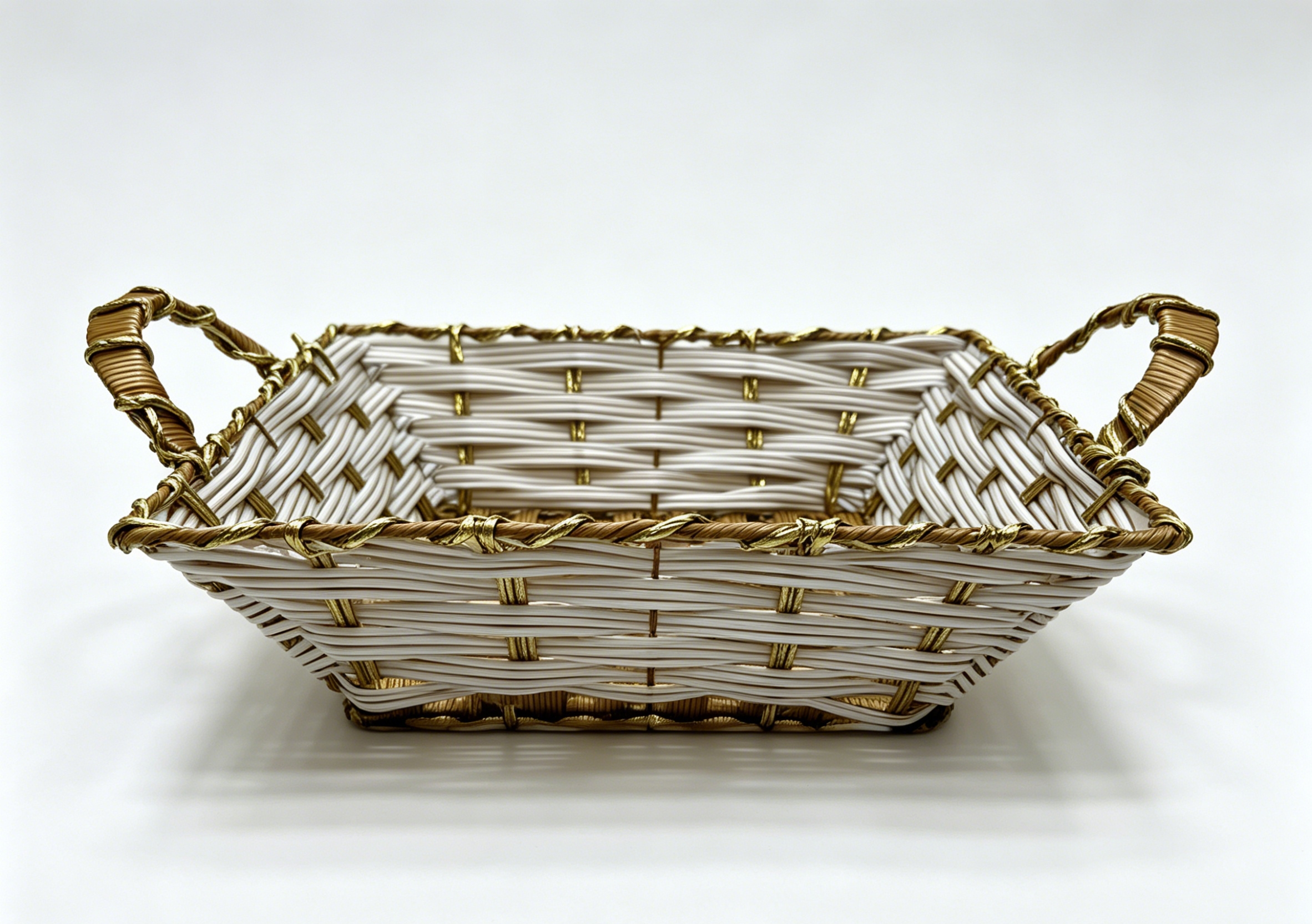 Platinum rubber with gold thread square ear-pulling storage basin, fruit and snack basket, bread basket, toy storage basket, supermarket gift packaging basket, souvenir packaging basket, kitchen sauce storage basket, vegetable basket, tissue paper storage basket, cosmetics basket Item Picture