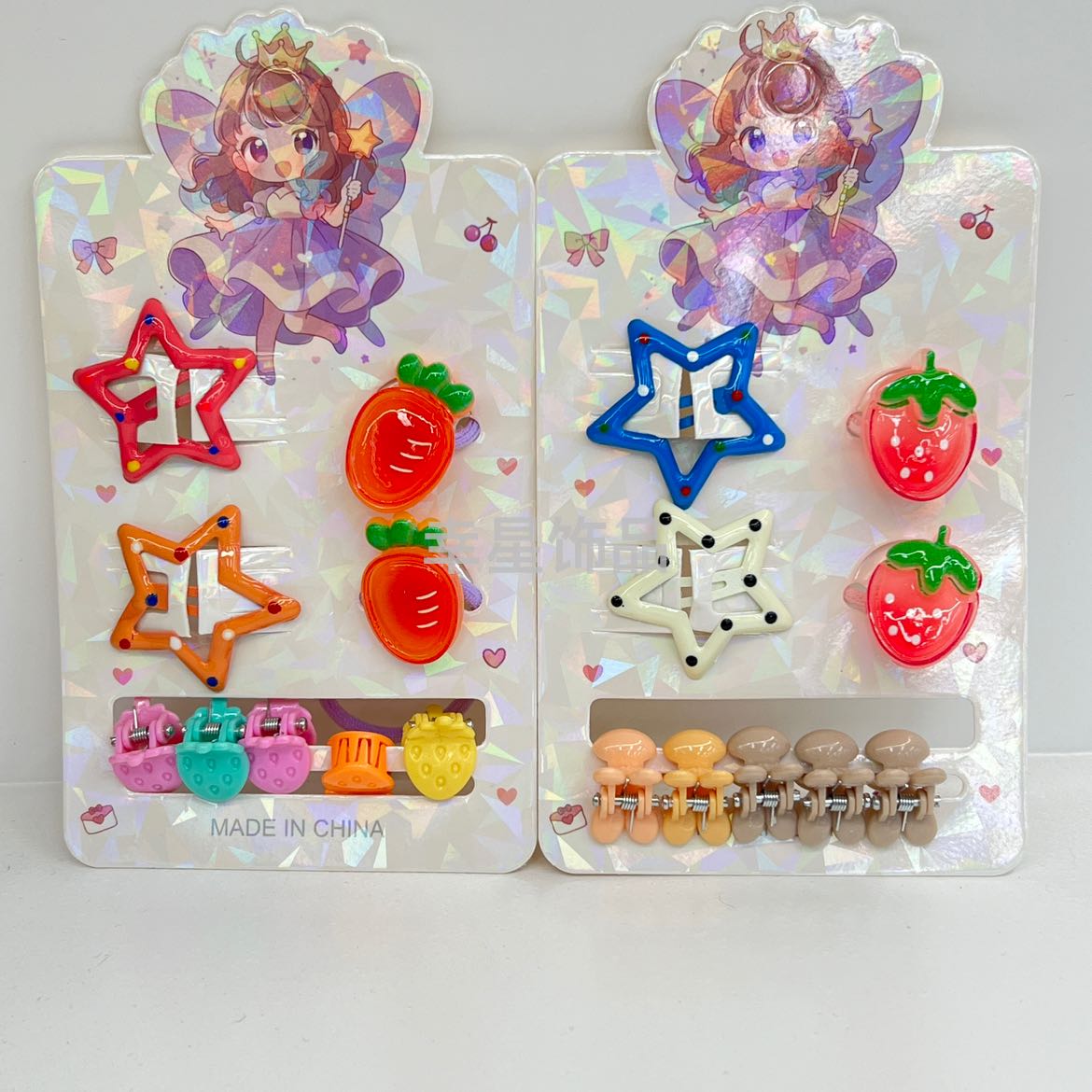 Star-shaped hair clips, flower and fruit hair strings, colorful five-pointed stars, side clips, broken hair clips, headwear combination set, headwear and hair accessories details Picture