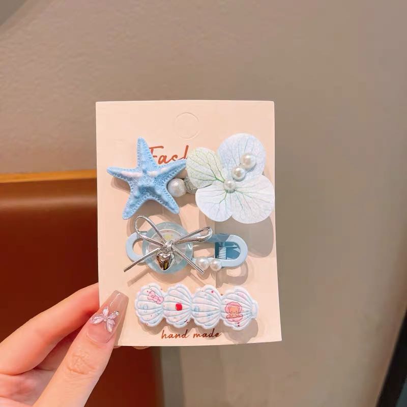 Ocean Princess-themed little girl hairpin set with scratch-clip shark clip hair accessory Item Picture