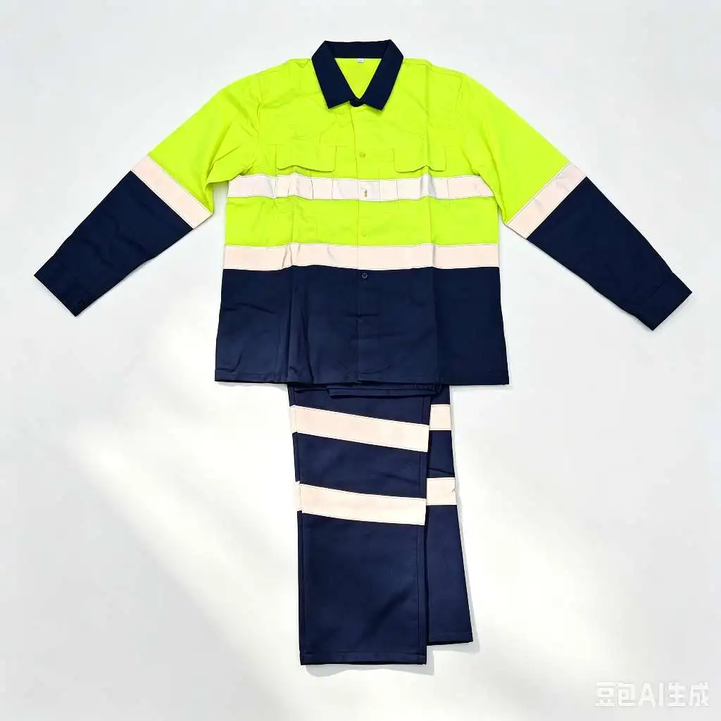 Spring and autumn pure cotton long-sleeved work clothes set, men's anti-scald welder's clothes, sweat-absorbing and breathable labor protection clothes, cross-border pure cotton reflective shirt work clothes set customization, construction site, oil and mine safety labor protection clothes and workwear detail image 3