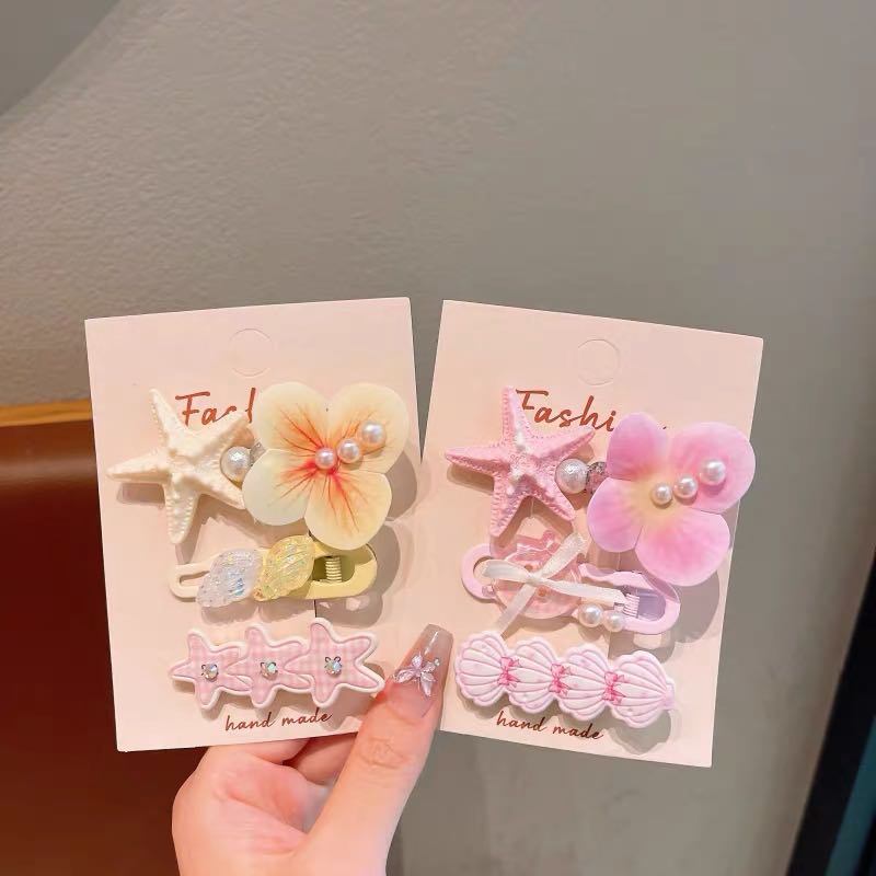 Ocean Princess-themed little girl hairpin set with scratch-clip shark clip hair accessory Application Scenario
