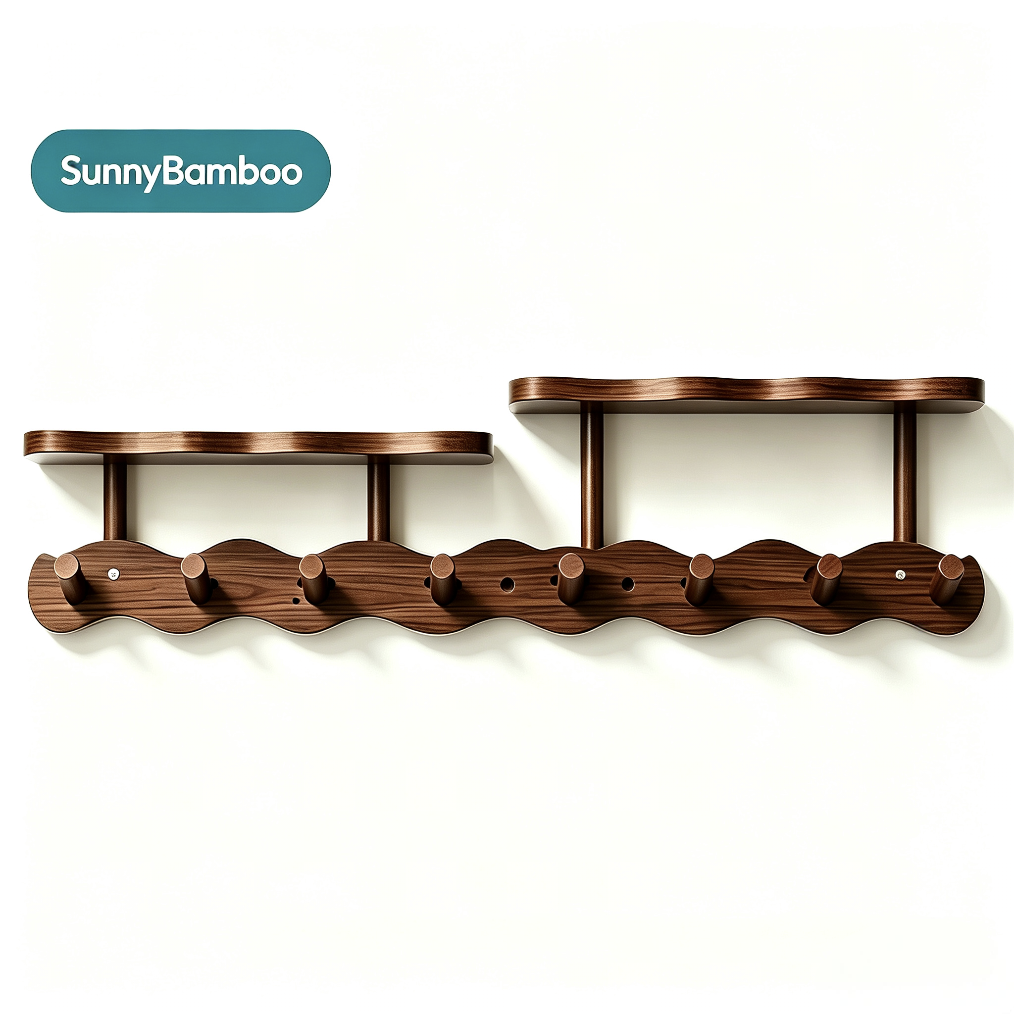 Bamboo and wood wave storage clothes hook, entrance hall with partition wall coat rack, home wall multi-functional storage hook in stock wholesale Item Picture