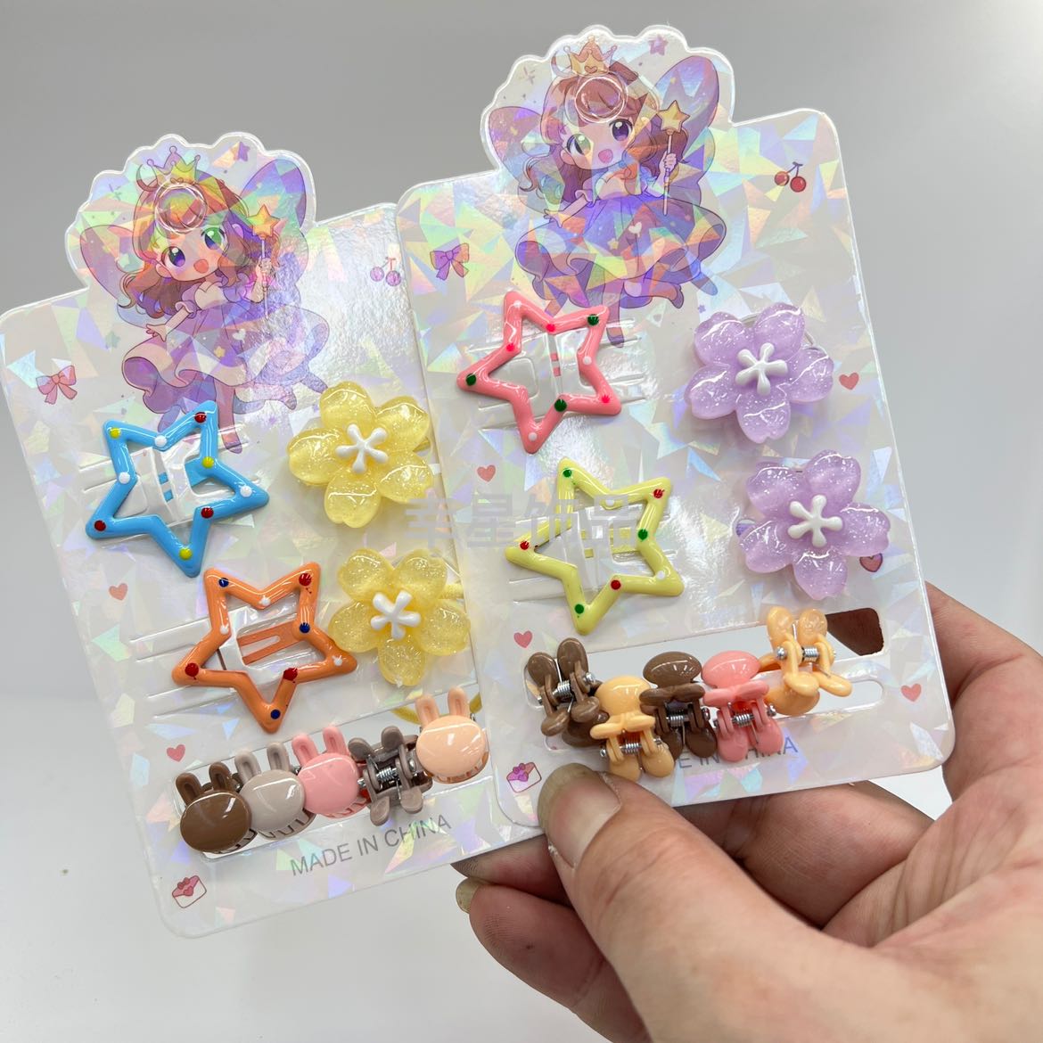 Star-shaped hair clips, flower and fruit hair strings, colorful five-pointed stars, side clips, broken hair clips, headwear combination set, headwear and hair accessories
