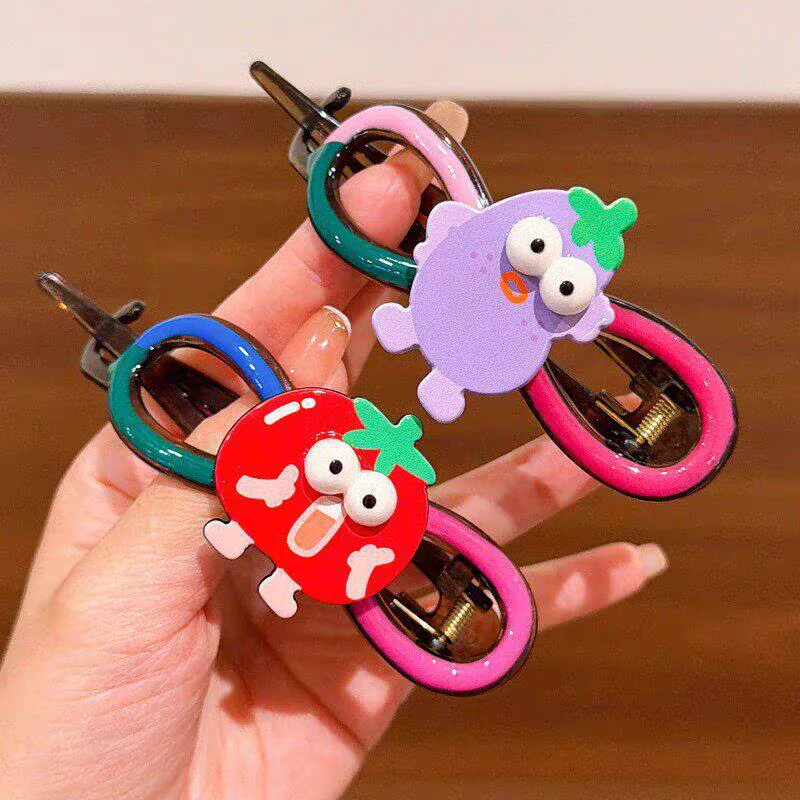 Children's funny fruit twisty hair clipper, girls' back head high-end grabber, cute girls' hair clipper headwear, Yifan accessories headwear detail image 4