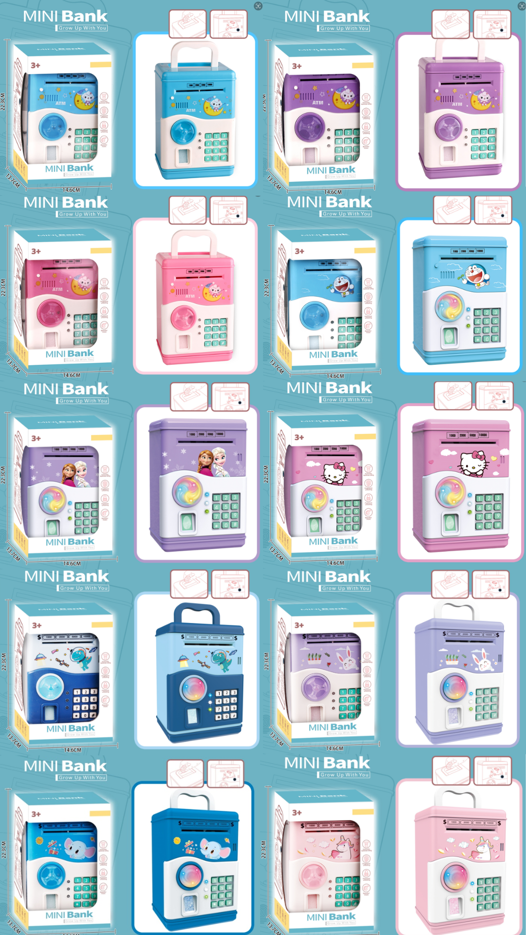 Caja de dinero inteligente para niños caja de dinero de almacenamiento máquina de acceso de gran capacidad dibujos animados sensor de huellas digitales caja de contraseña de voz juguetes - 5