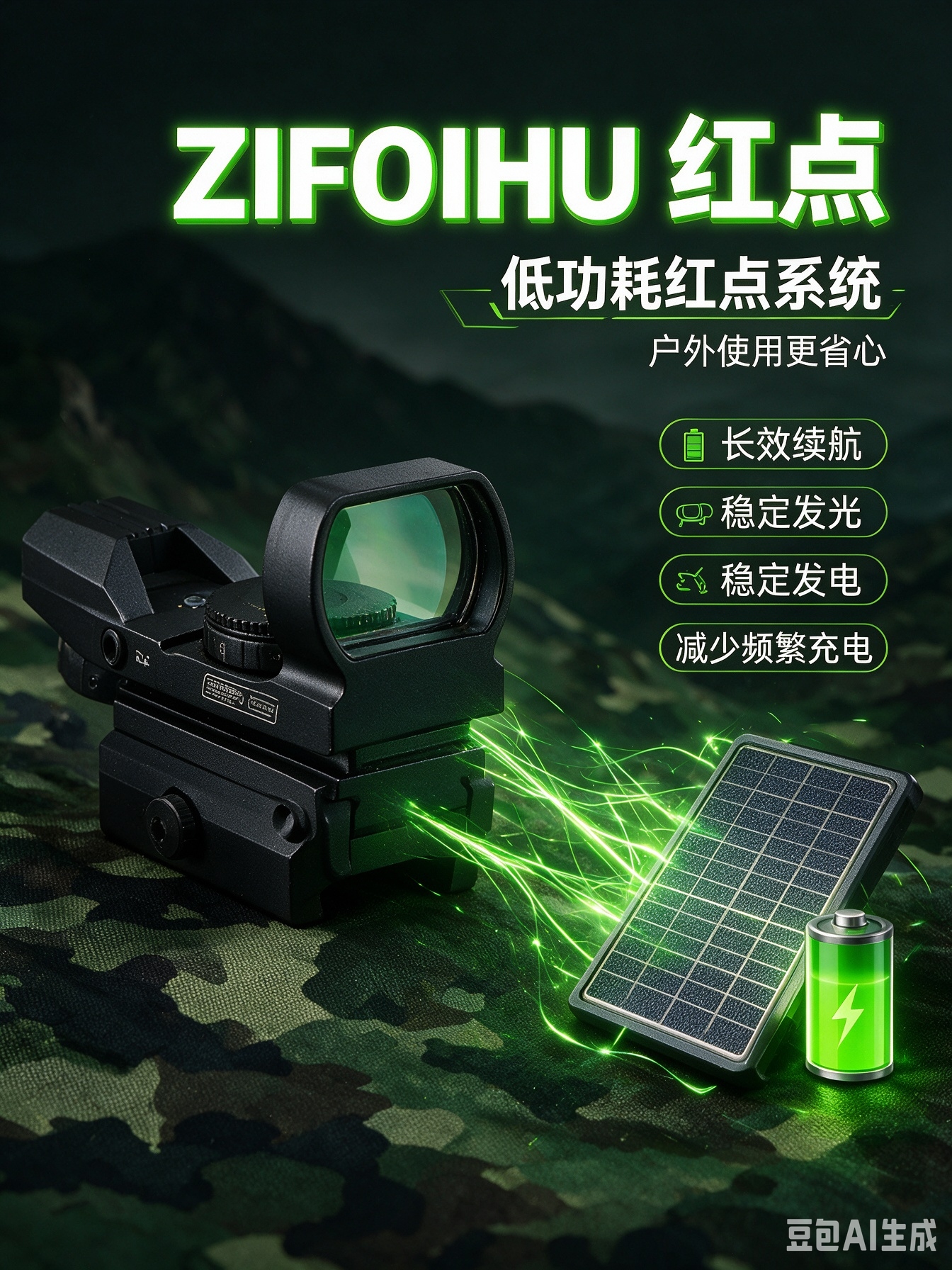 Black red dot sight, rock, mountain, fog scene, handheld action camera, rotating turntable, Photobooth Item Picture