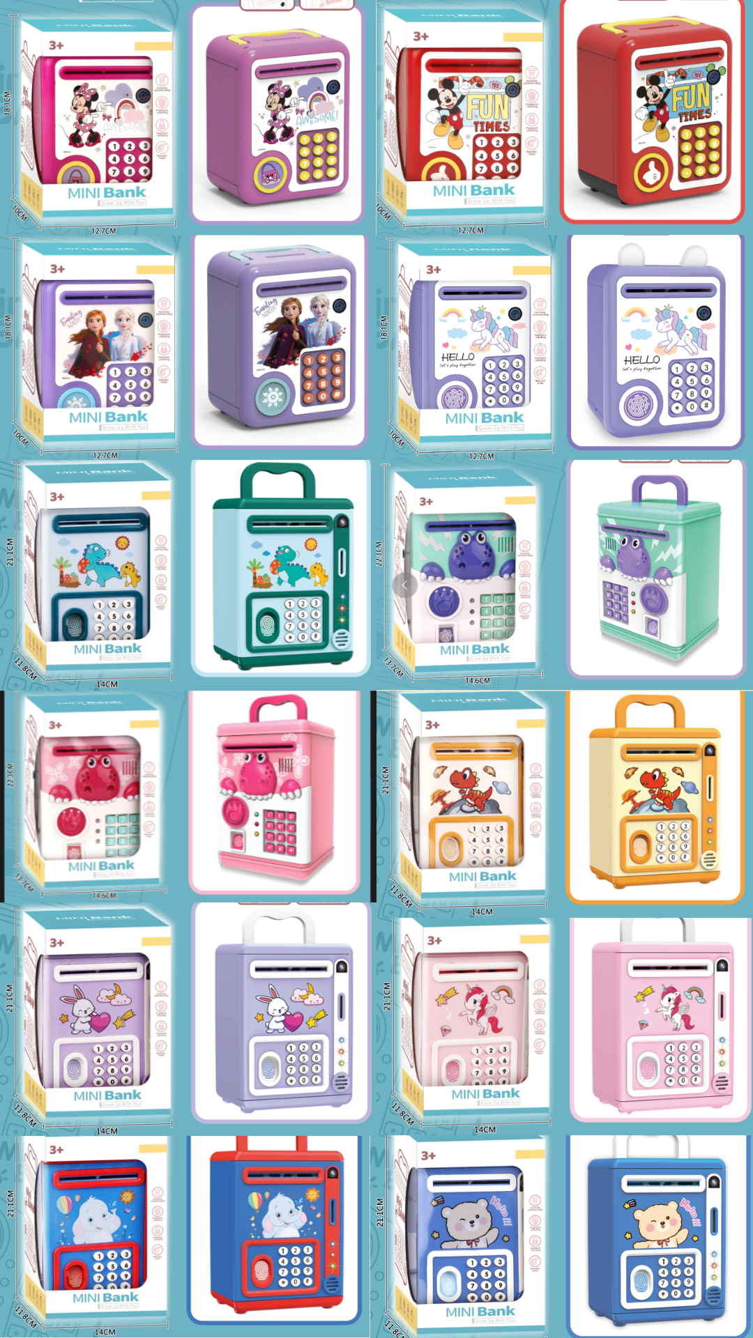Caja de dinero inteligente para niños caja de dinero de almacenamiento máquina de acceso de gran capacidad dibujos animados sensor de huellas digitales caja de contraseña de voz juguetes - 4
