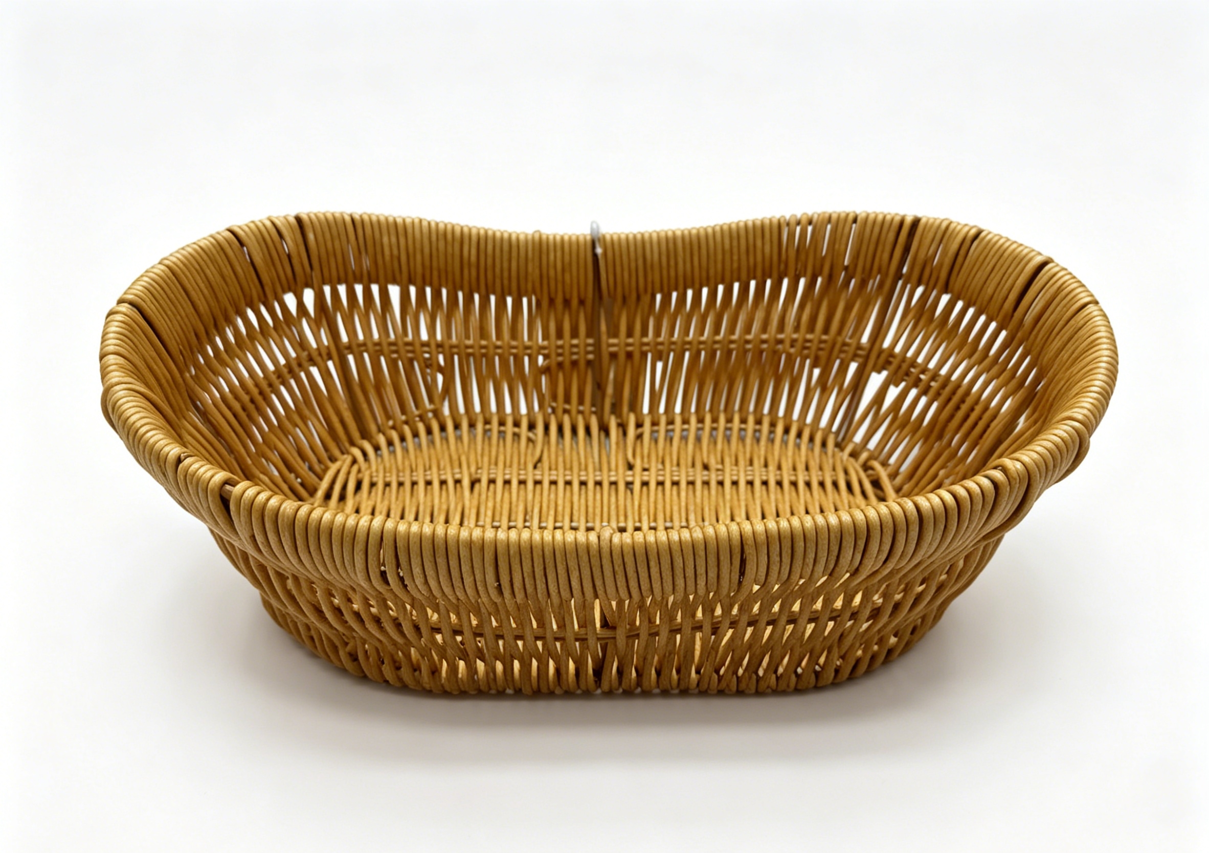 Yellow imitation rattan ingot-shaped storage basin, fruit and snack basket, bread basket, toy storage basket, supermarket gift packaging basket, souvenir packaging basket, kitchen sauce storage basket, vegetable basket, tissue paper storage basket, cosmetics basket Item Picture