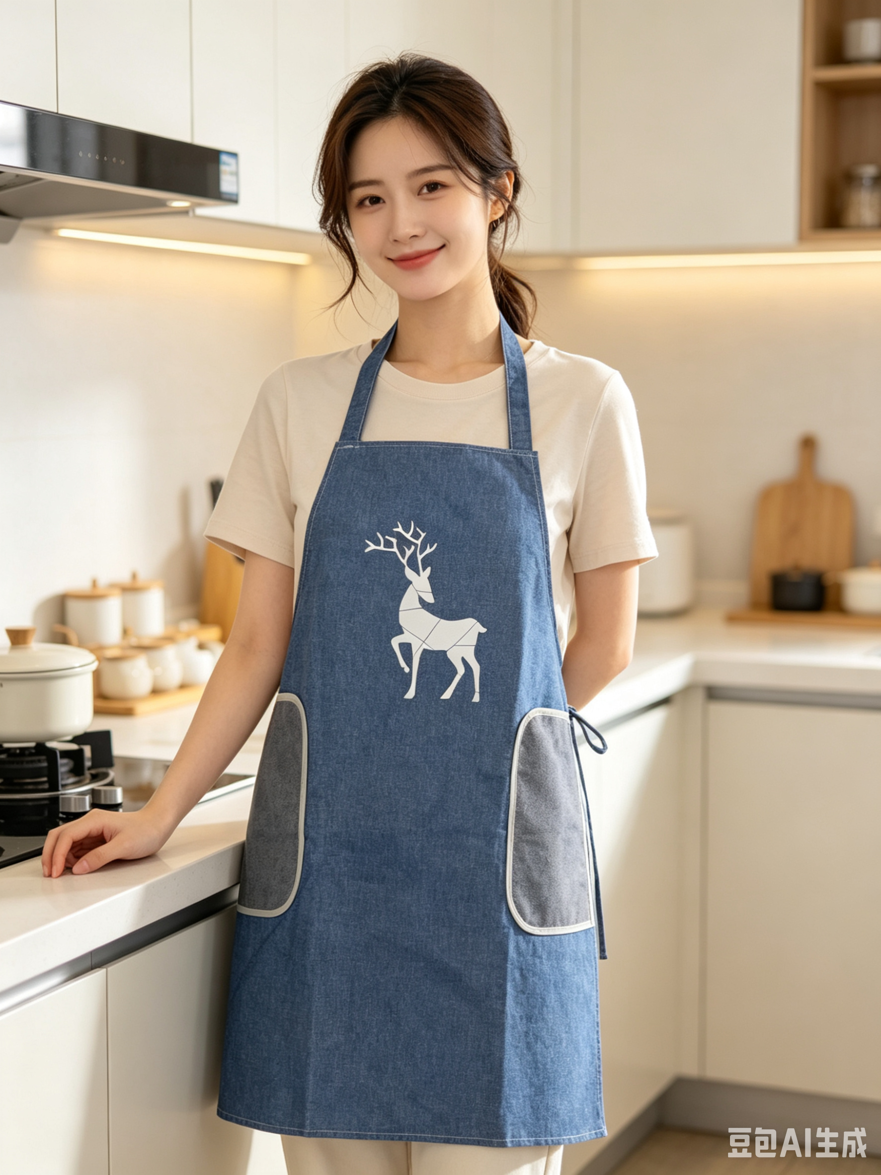 Cute apron for home use, new waterproof and dirt-resistant, kitchen cooking, waist wrap for adults working, and anti-dirt work clothes for restaurants